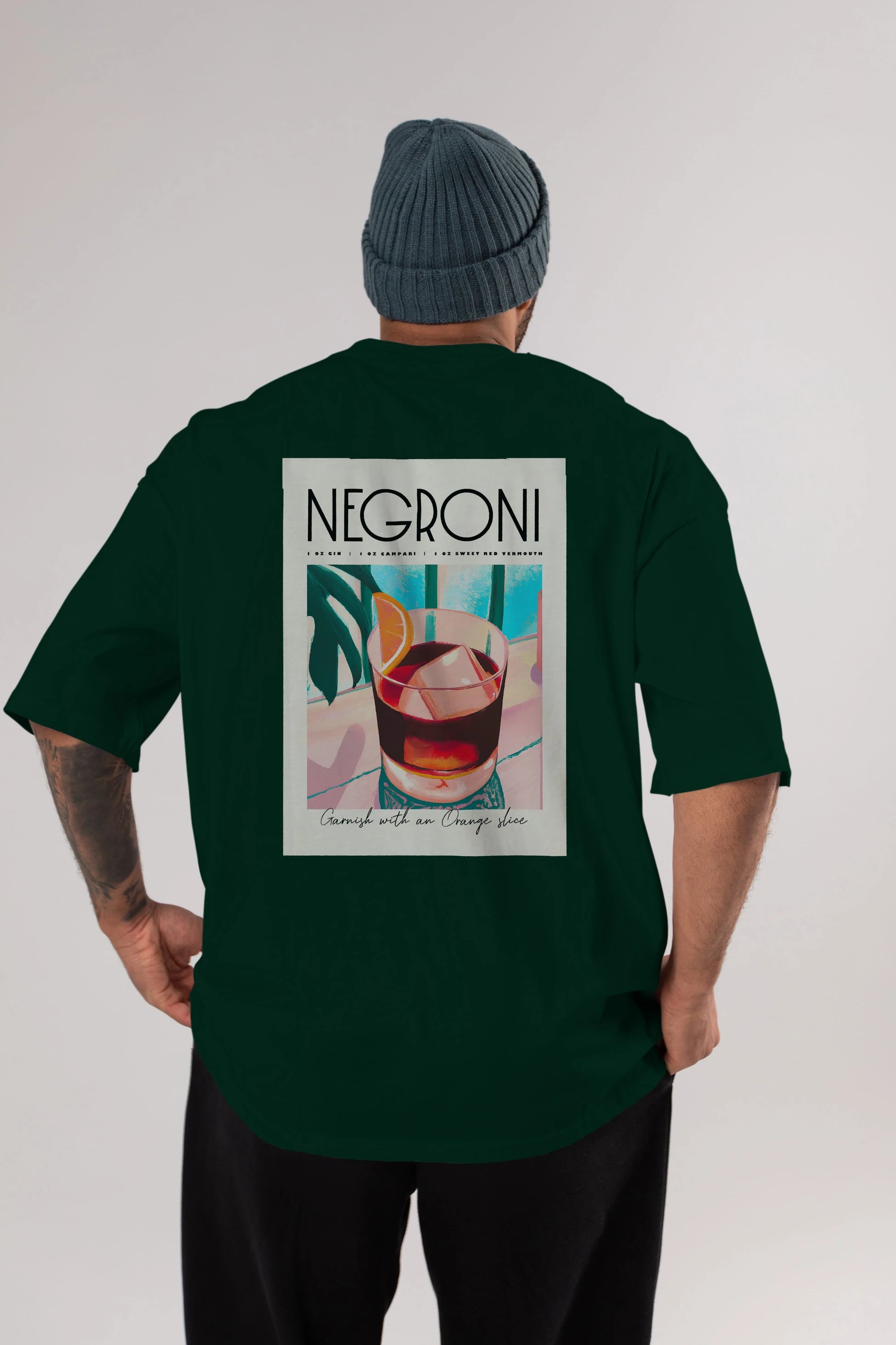 Negroni 4 Arka Baskılı Oversize t-shirt Erkek Kadın Unisex %100 Pamuk Bisiklet Yaka tişort