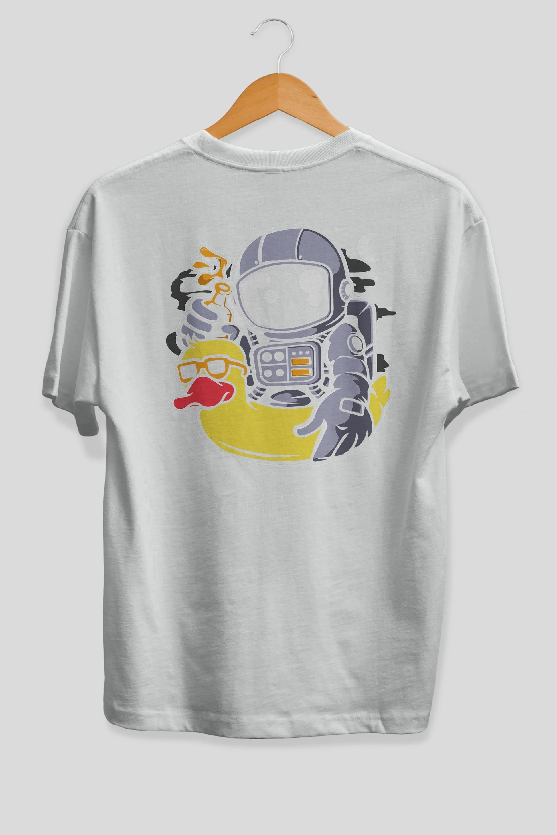 Astronaut Duck Balloon Arka Baskılı Oversize t-shirt Erkek Kadın Unisex