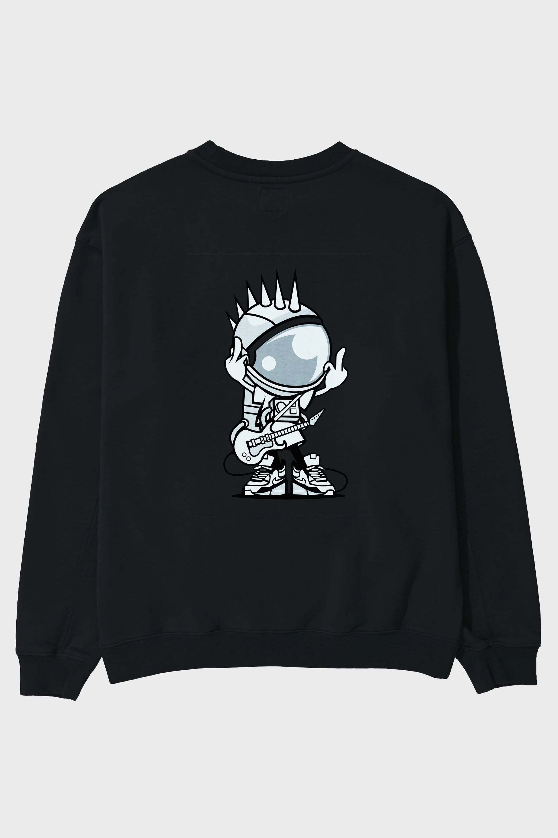 Astronaut Punk Rock Arka Baskılı Oversize Sweatshirt Erkek Kadın Unisex