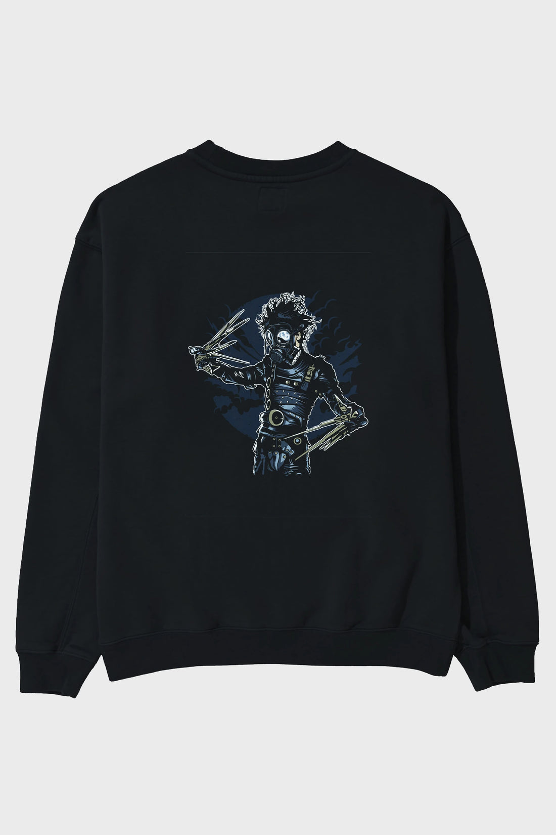 Gas Mask Scissors Arka Baskılı Oversize Sweatshirt Erkek Kadın Unisex