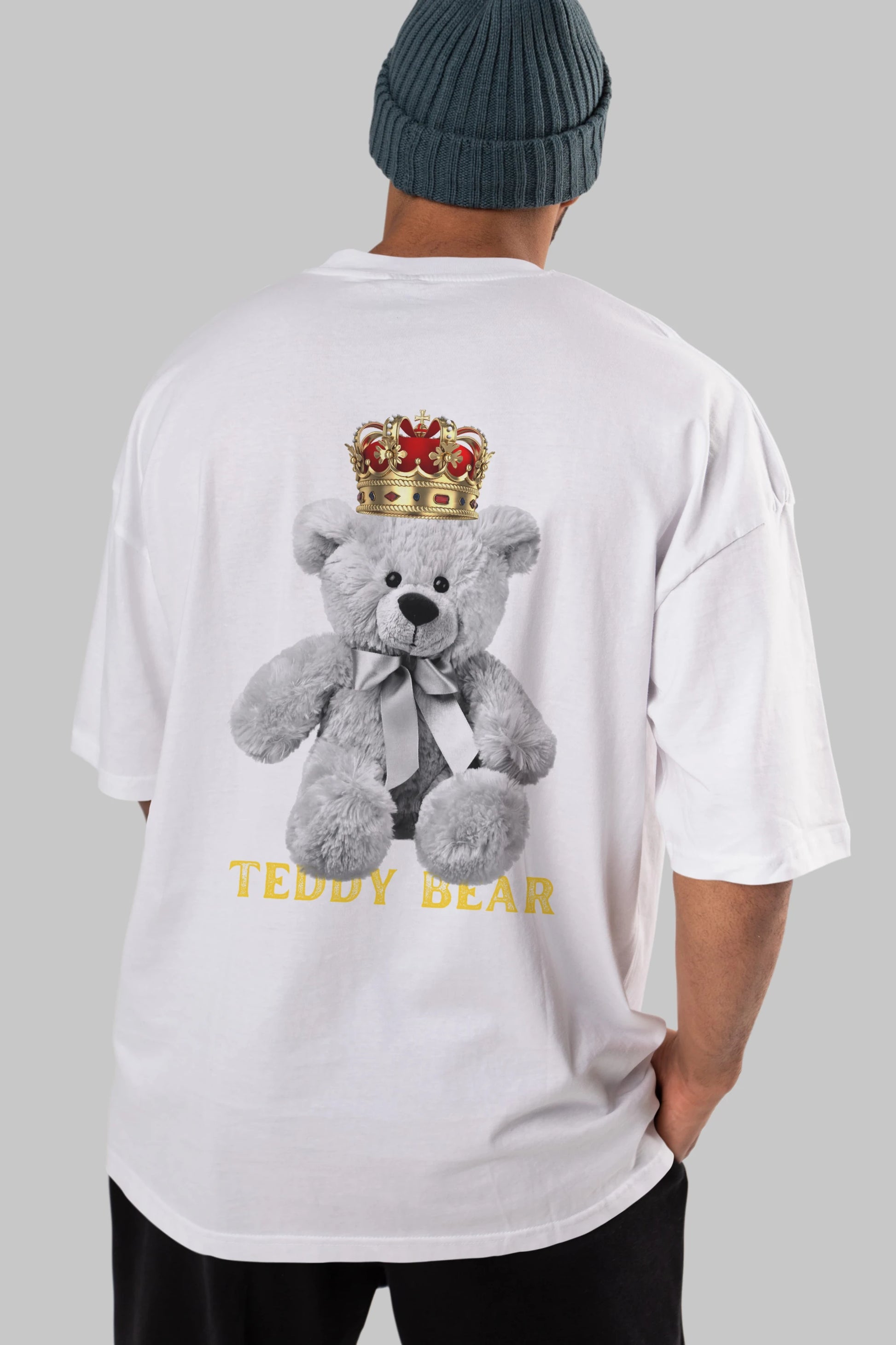 Teddy Bear Arka Baskılı Oversize t-shirt Erkek Kadın Unisex %100 Pamuk