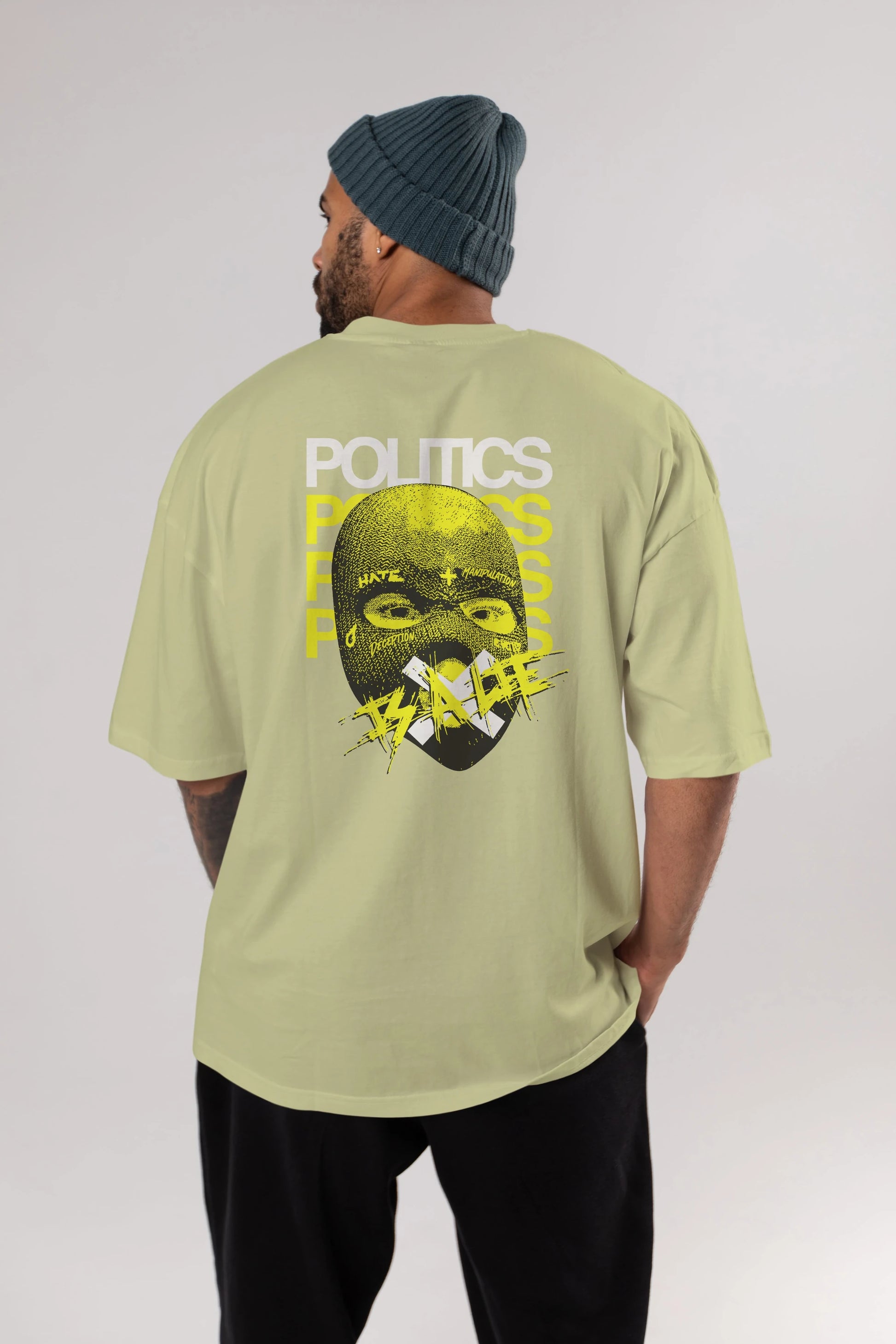 Politics is a Lie Arka Baskılı Oversize t-shirt Erkek Kadın Unisex