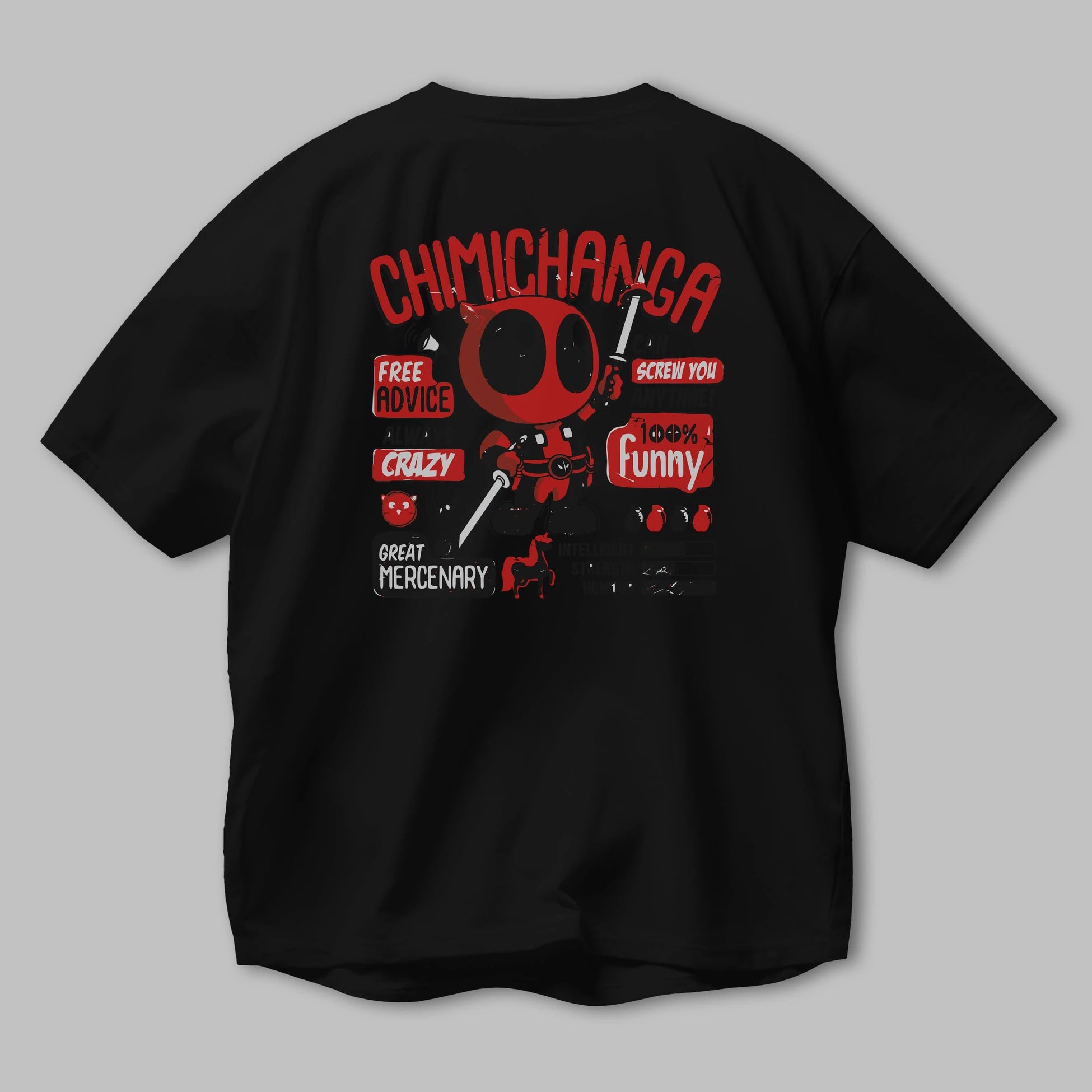 Deadpool (9) Arka Baskılı Oversize t-shirt Erkek Kadın Unisex %100 Pamuk Bisiklet Yaka tişort