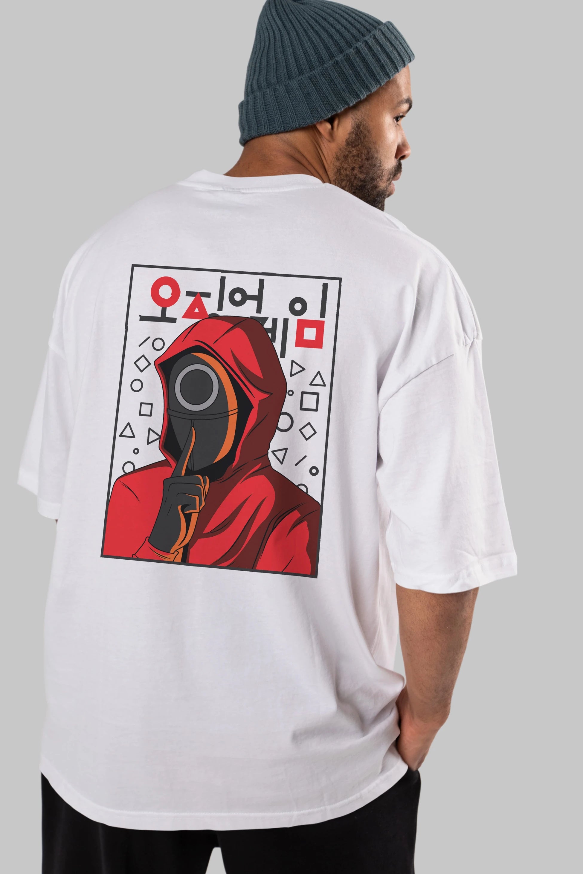 Squid Game (5) Arka Baskılı Oversize t-shirt Erkek Kadın Unisex %100 Pamuk Bisiklet Yaka tişort