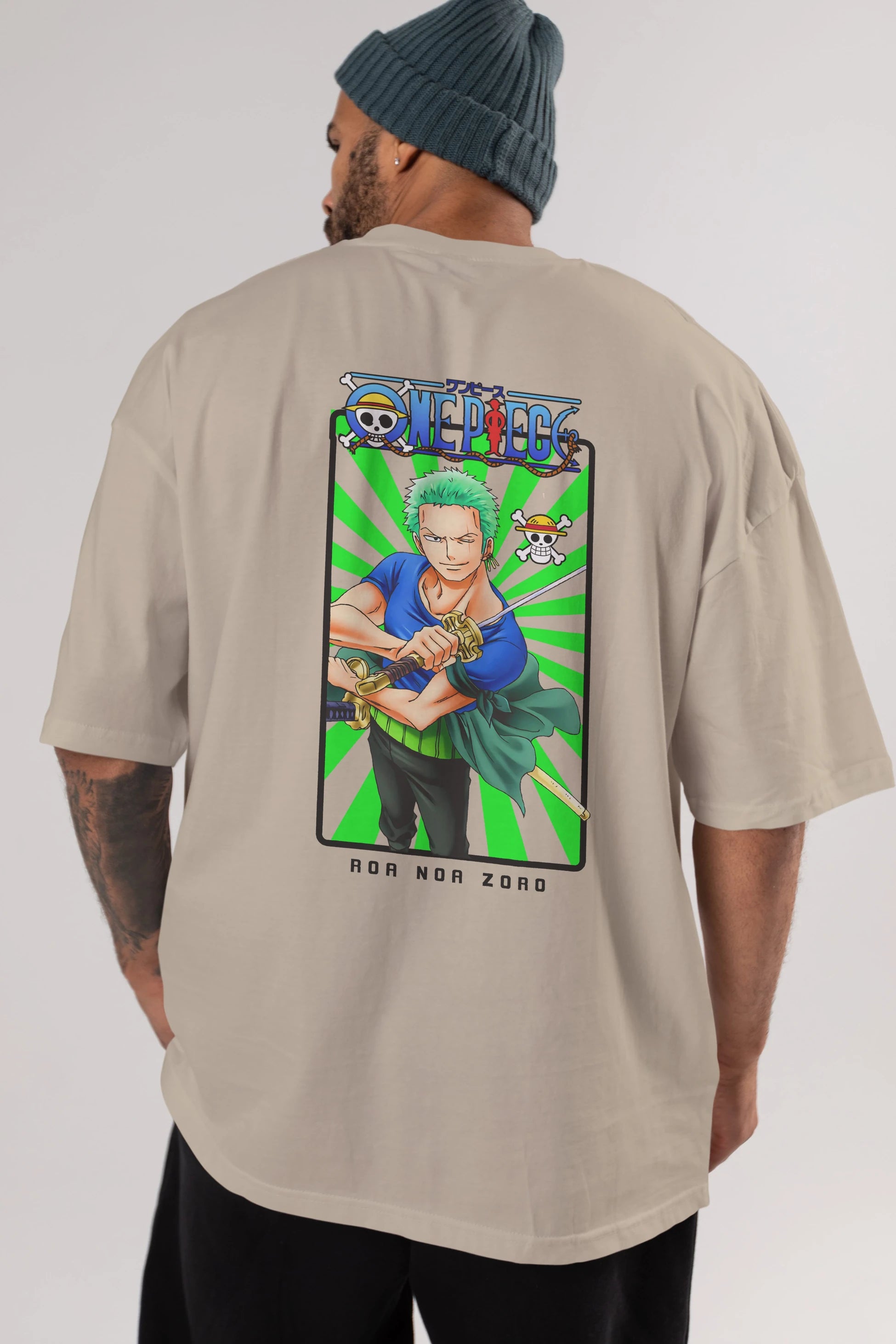 Roronoa Zoro 6 Anime Arka Baskılı Oversize t-shirt Erkek Kadın Unisex %100 pamuk tişort