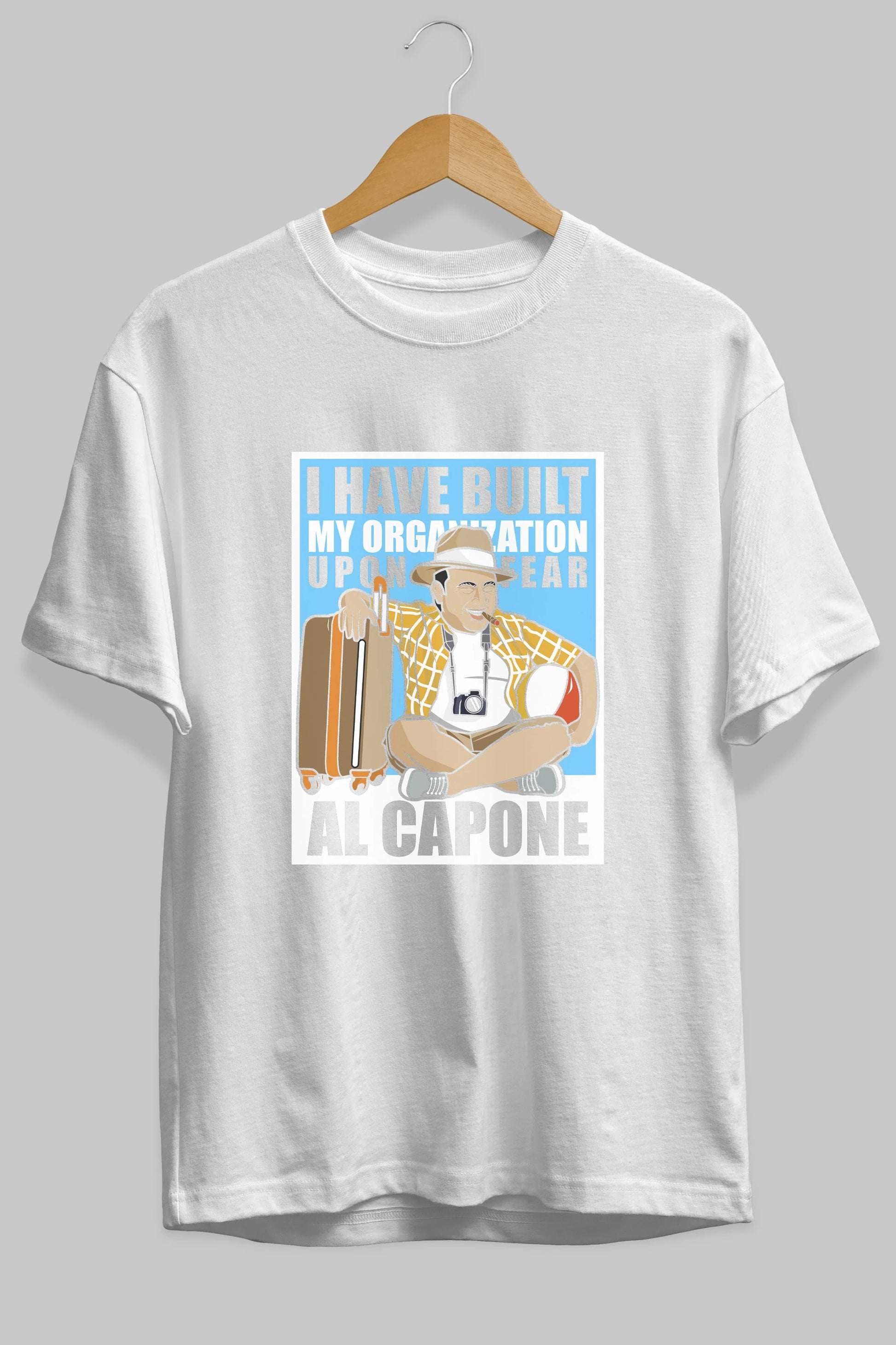 Al Capone Holiday Ön Baskılı Oversize t-shirt Erkek Kadın Unisex %100 Pamuk tişort