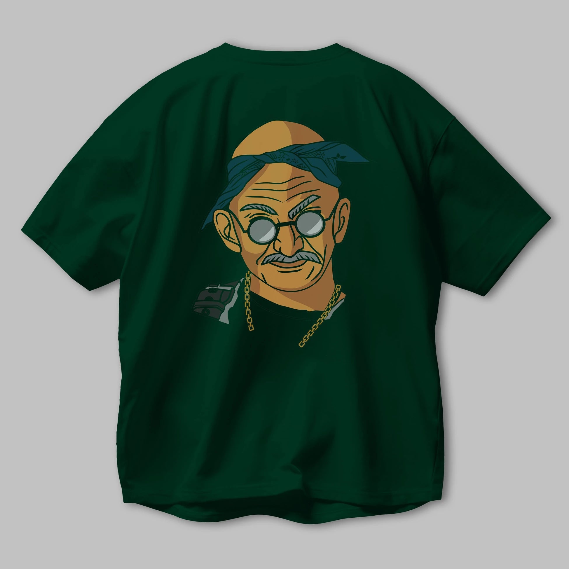 Tupac Gandhi Arka Baskılı Oversize t-shirt Erkek Kadın Unisex %100 Pamuk tişort