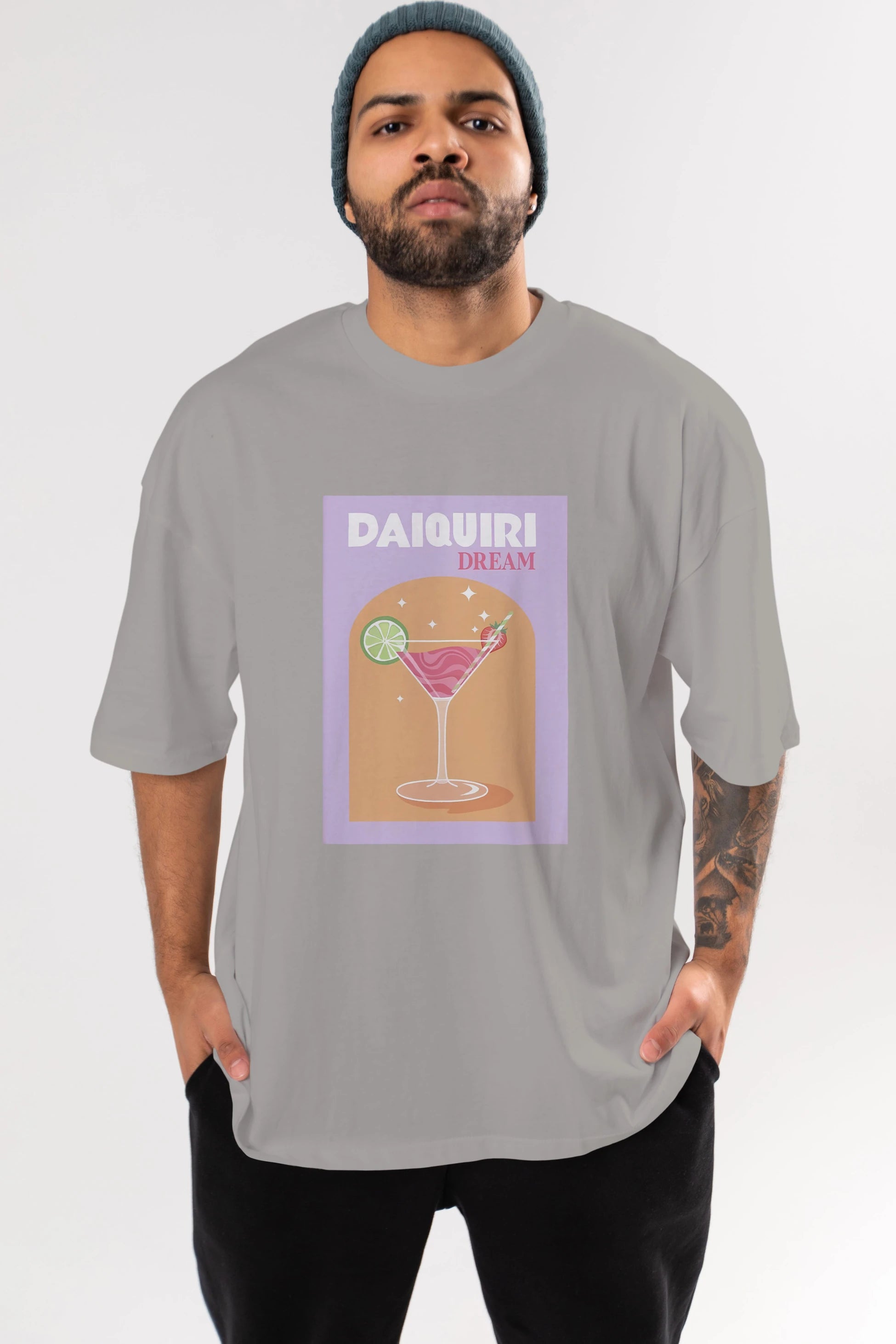 Daiquiri Dream Ön Baskılı Oversize t-shirt Erkek Kadın Unisex %100 Pamuk Bisiklet Yaka tişort
