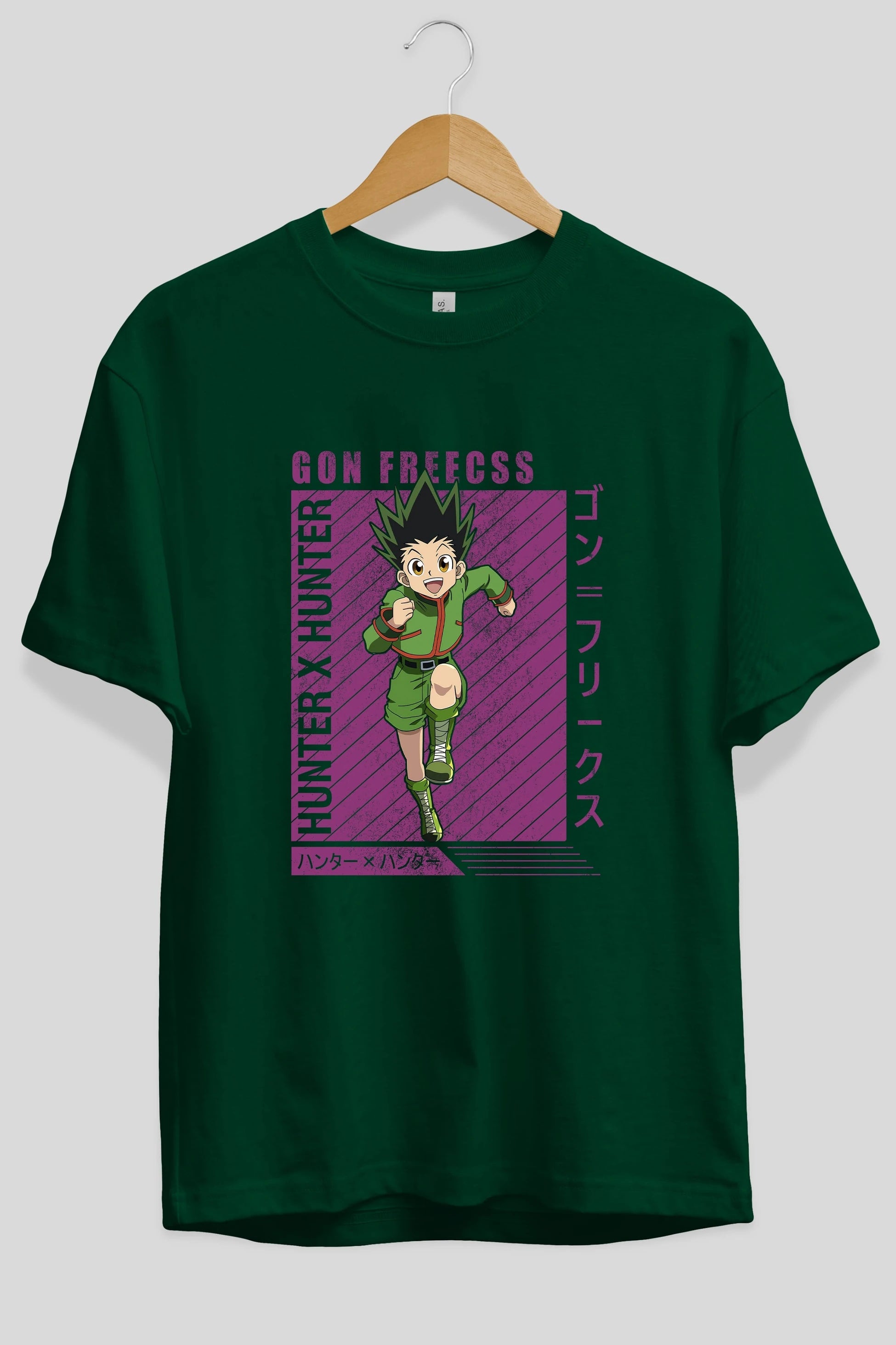 Gon Freecss HUNTER X HUNTER 3 Anime Ön Baskılı Oversize t-shirt %100 pamuk Erkek Kadın Unisex