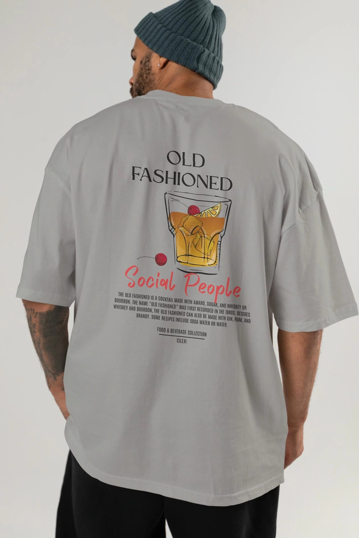 Old Fashıoned Kokteyl Serisi Baskılı Oversize t-shirt Erkek Kadın Unisex %100 Pamuk Bisiklet Yaka tişort