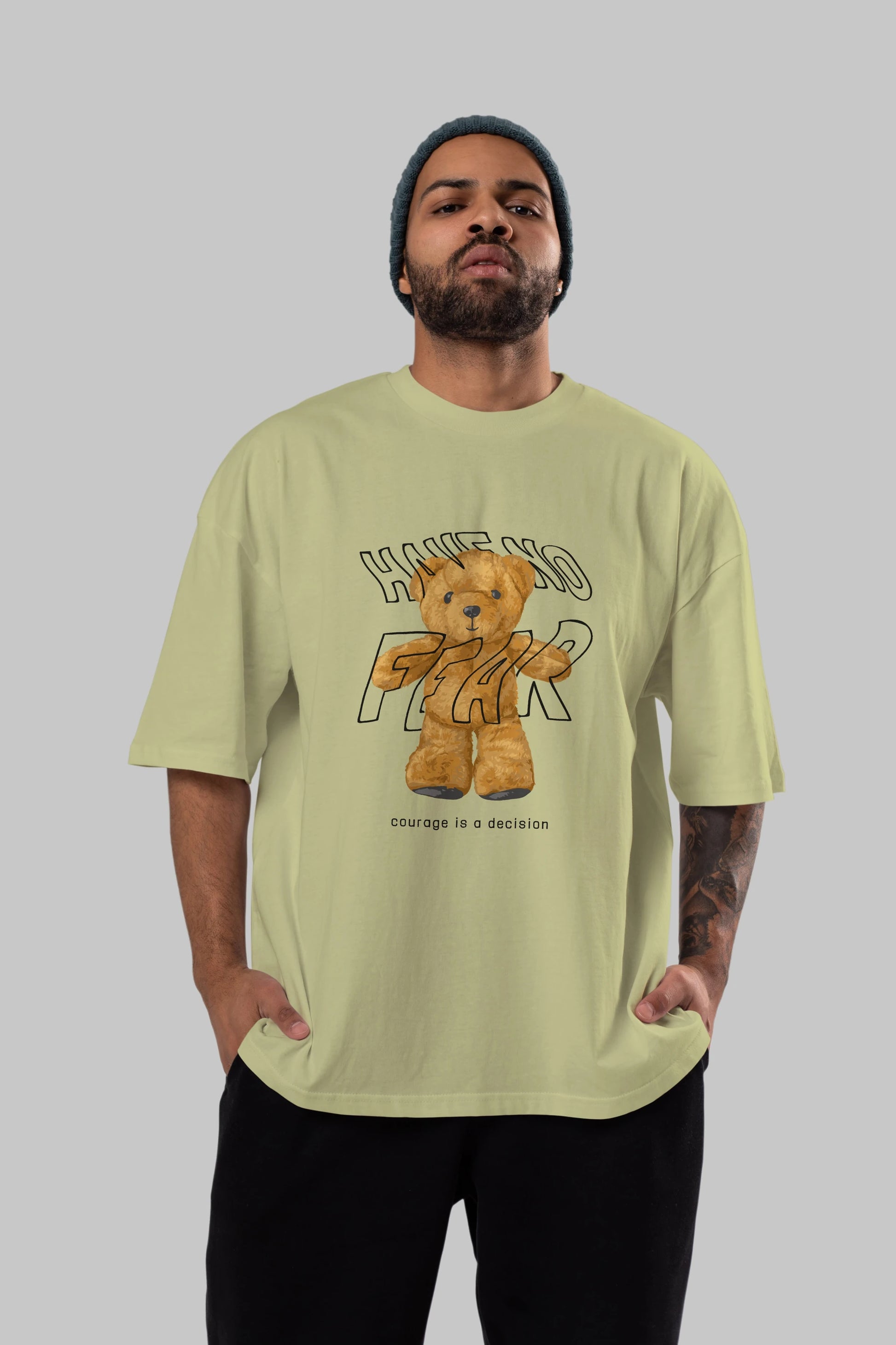 Have no Fear Bear Ön Baskılı Oversize t-shirt Erkek Kadın Unisex