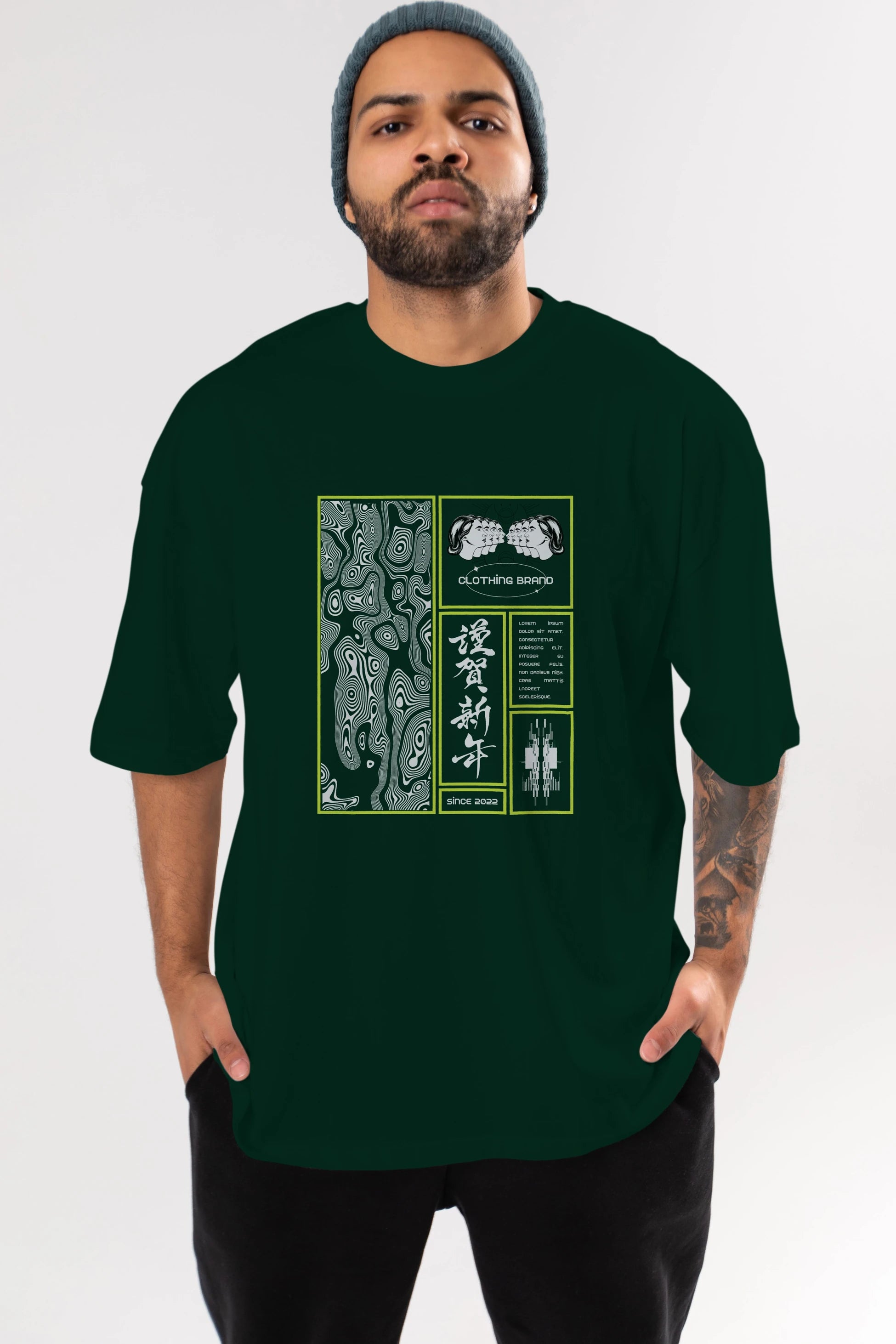 Neon Japanese Streetwear Ön Baskılı Oversize t-shirt Erkek Kadın Unisex