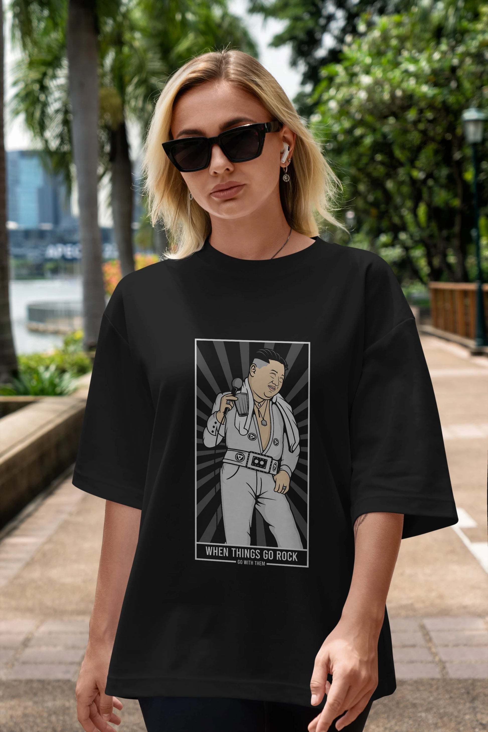 Kim Elvis Ön Baskılı Oversize t-shirt Erkek Kadın Unisex %100 Pamuk tişort