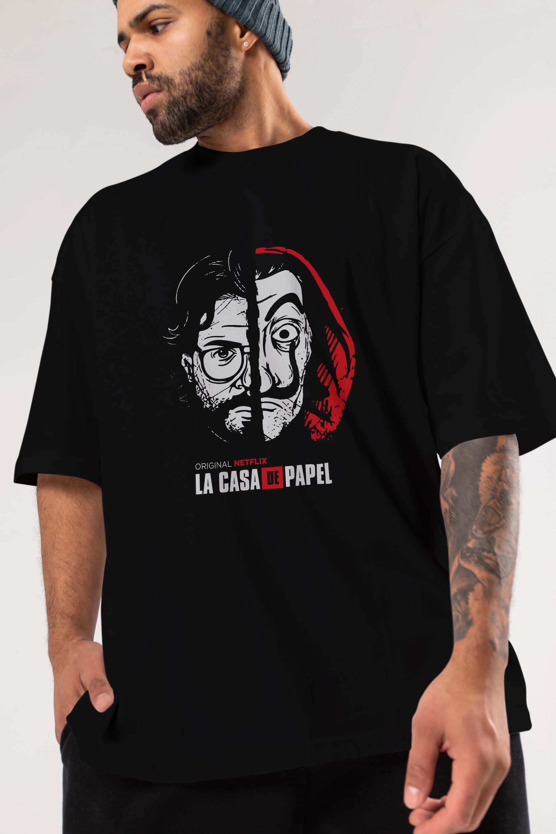 La Casa De Papel (9) Ön Baskılı Oversize t-shirt Erkek Kadın Unisex %100 Pamuk Bisiklet Yaka tişort