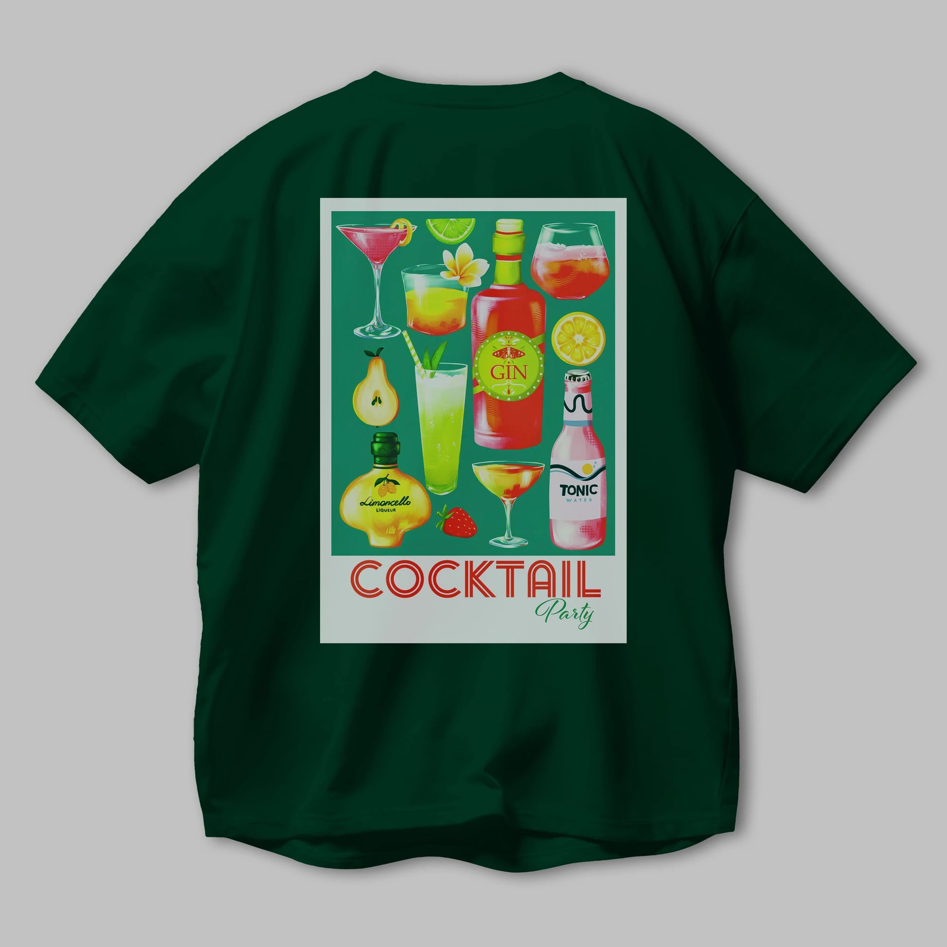 Cocktail Party 2 Arka Baskılı Oversize t-shirt Erkek Kadın Unisex %100 Pamuk Bisiklet Yaka tişort