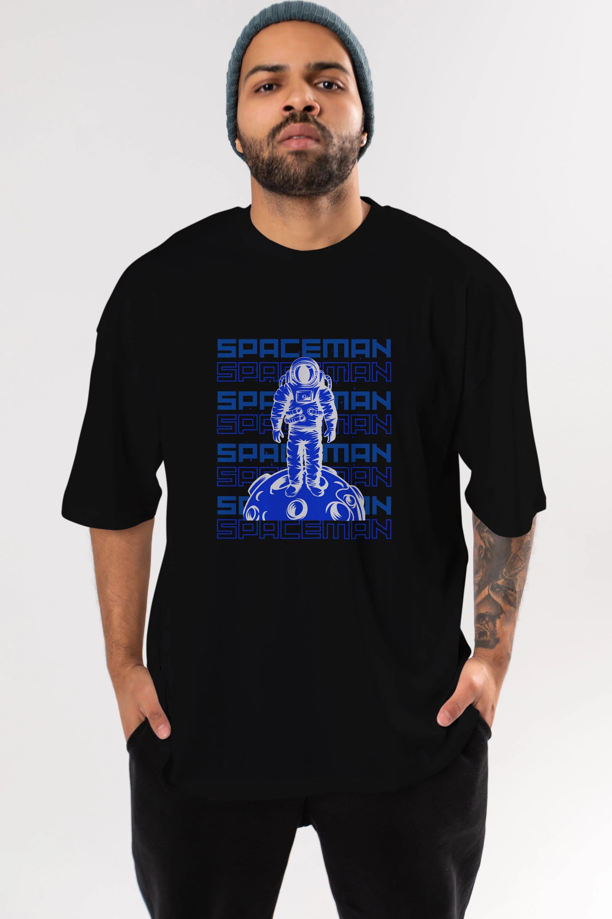 Spaceman Yazılı Ön Baskılı Oversize t-shirt Erkek Kadın Unisex