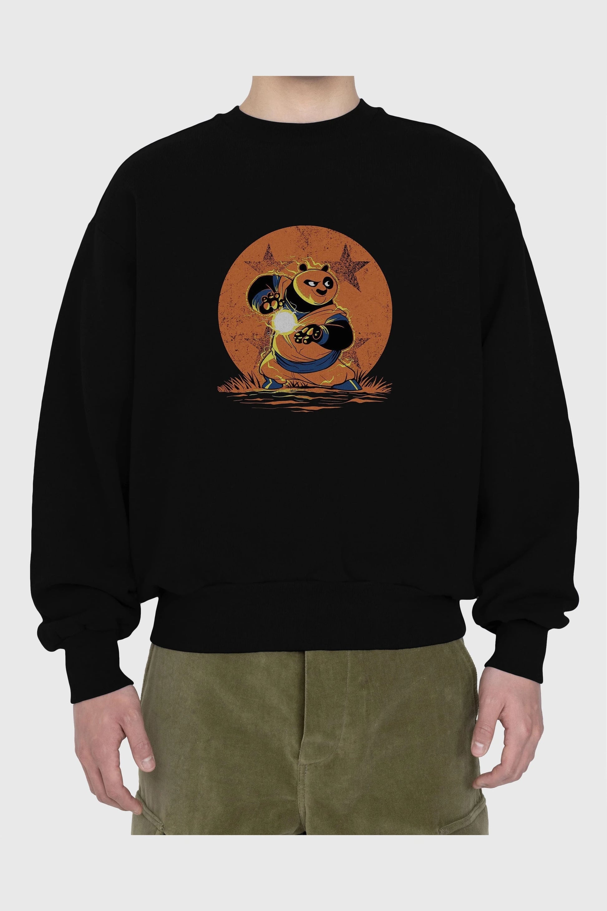 Kung Fu Panda Ön Baskılı Oversize Sweatshirt Erkek Kadın Unisex