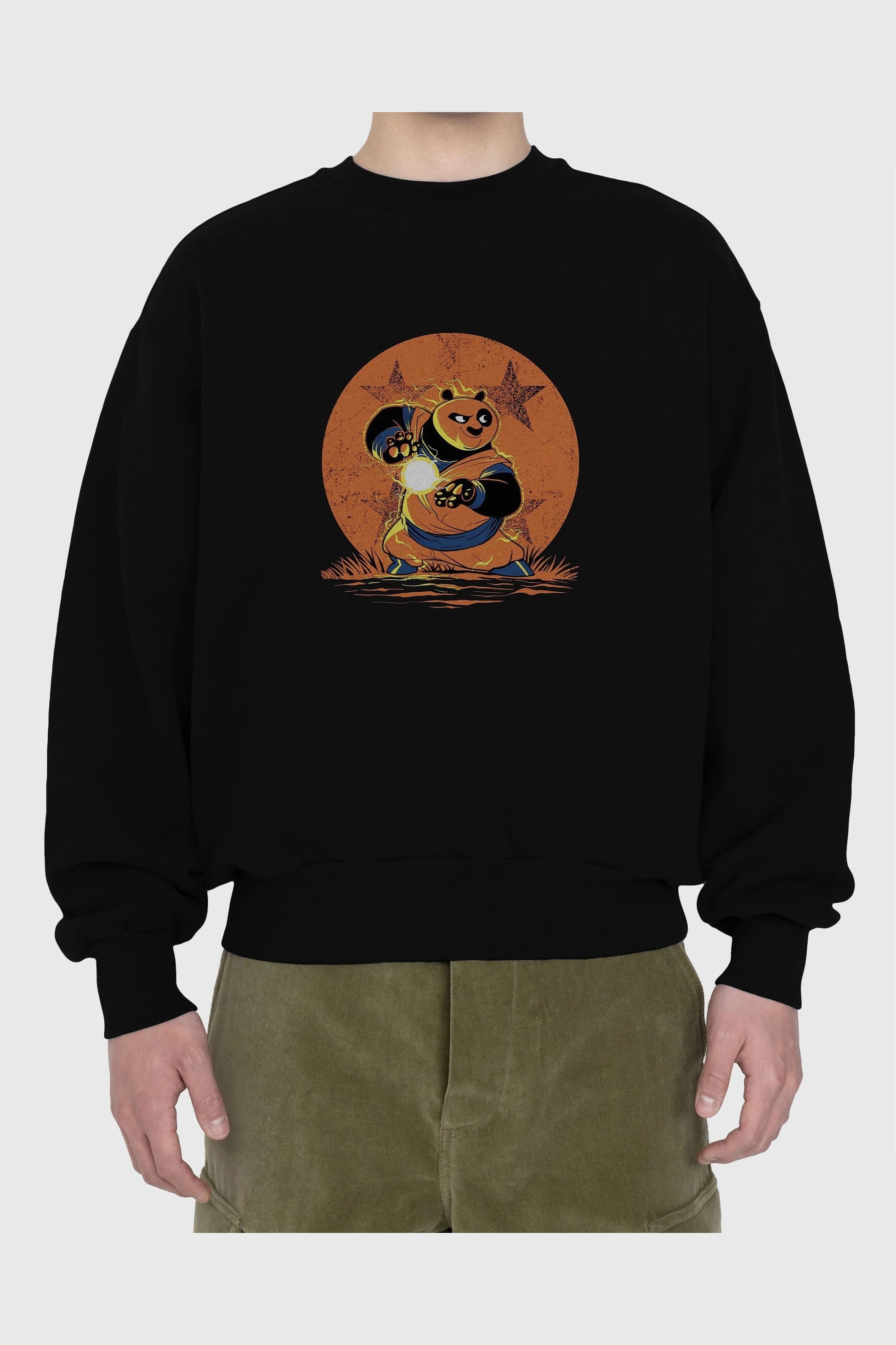 Kung Fu Panda Ön Baskılı Oversize Sweatshirt Erkek Kadın Unisex
