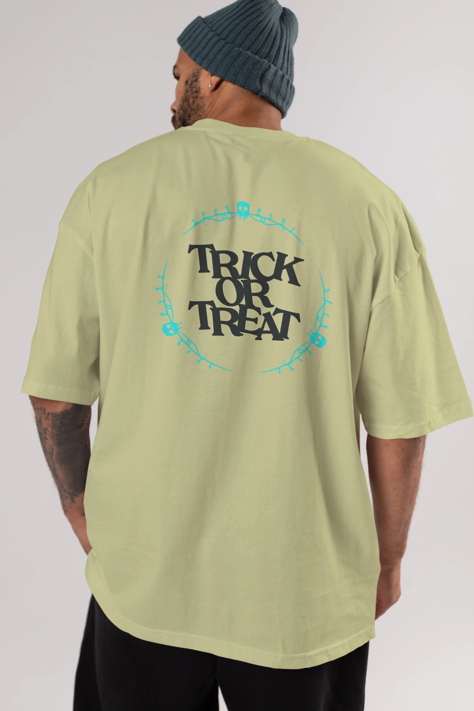 Trick or Treat Yazılı Arka Baskılı Oversize t-shirt Erkek Kadın Unisex