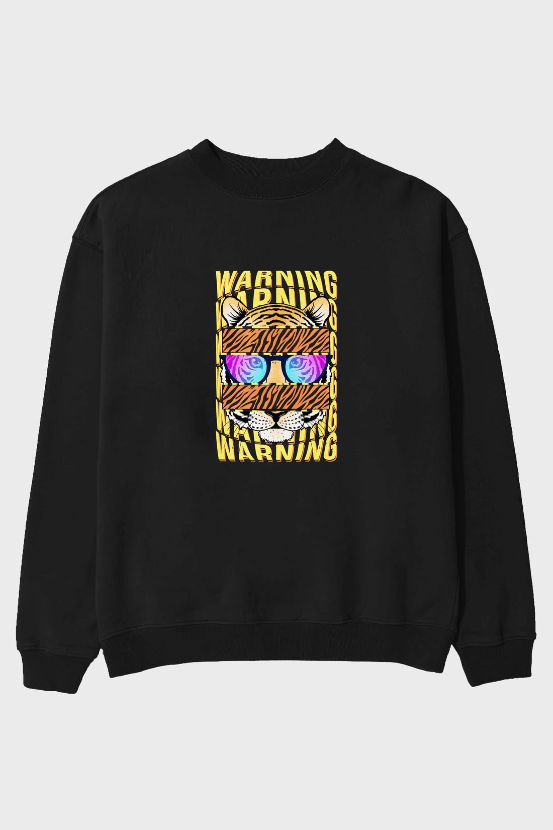 Warning Yazılı Ön Baskılı Oversize Sweatshirt Erkek Kadın Unisex