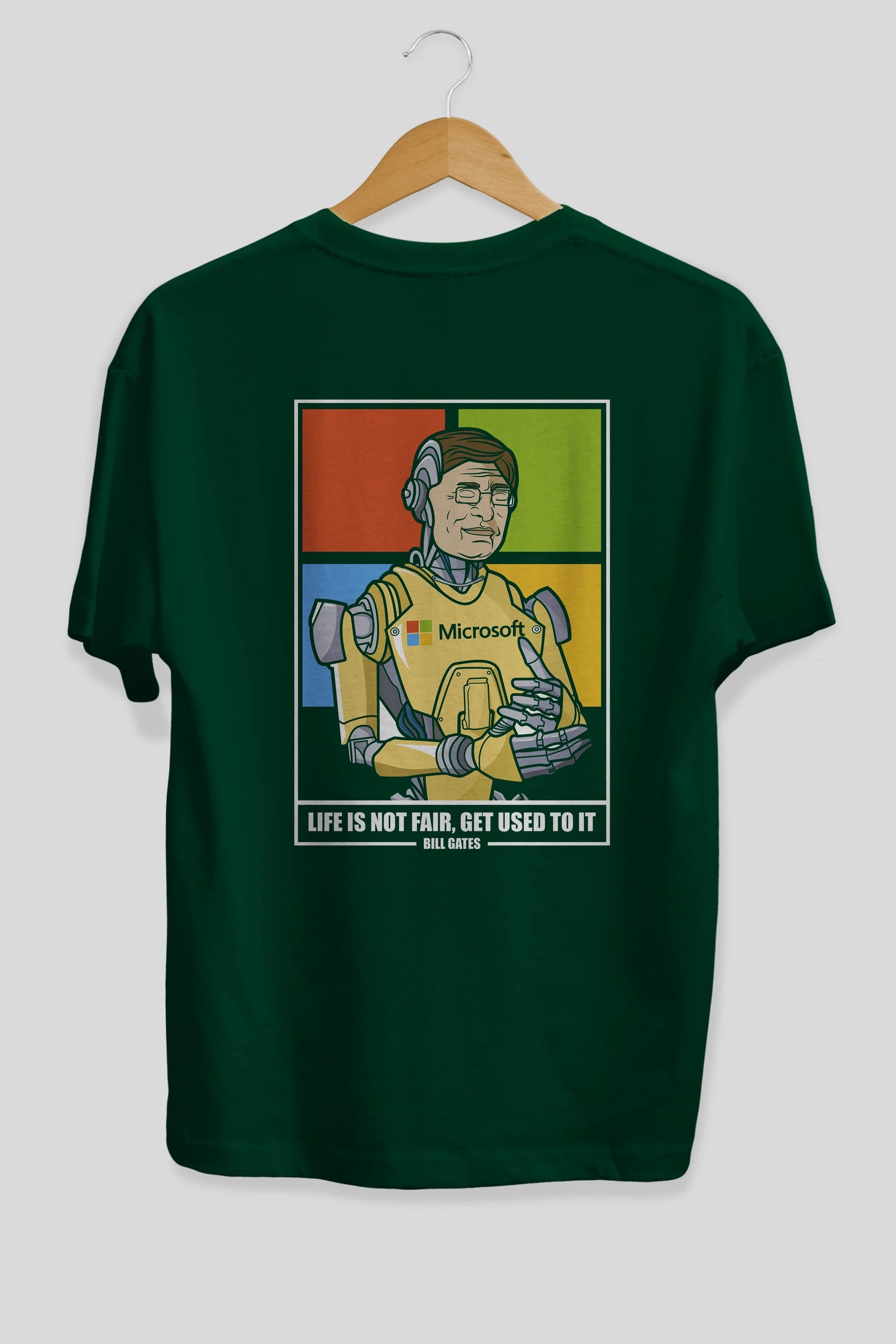 Bill Gates Robot Human Arka Baskılı Oversize t-shirt Erkek Kadın Unisex %100 Pamuk tişort