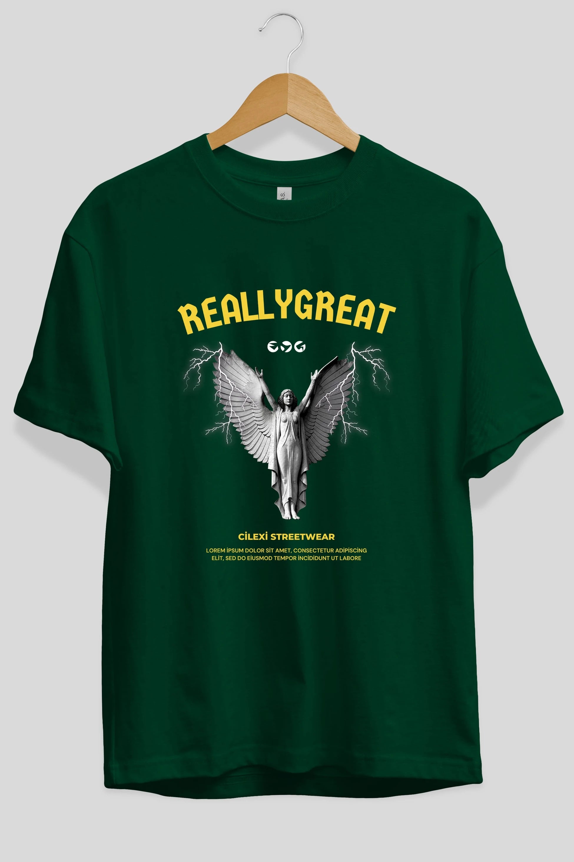 Reallygreat Angel Ön Baskılı Oversize t-shirt Erkek Kadın Unisex