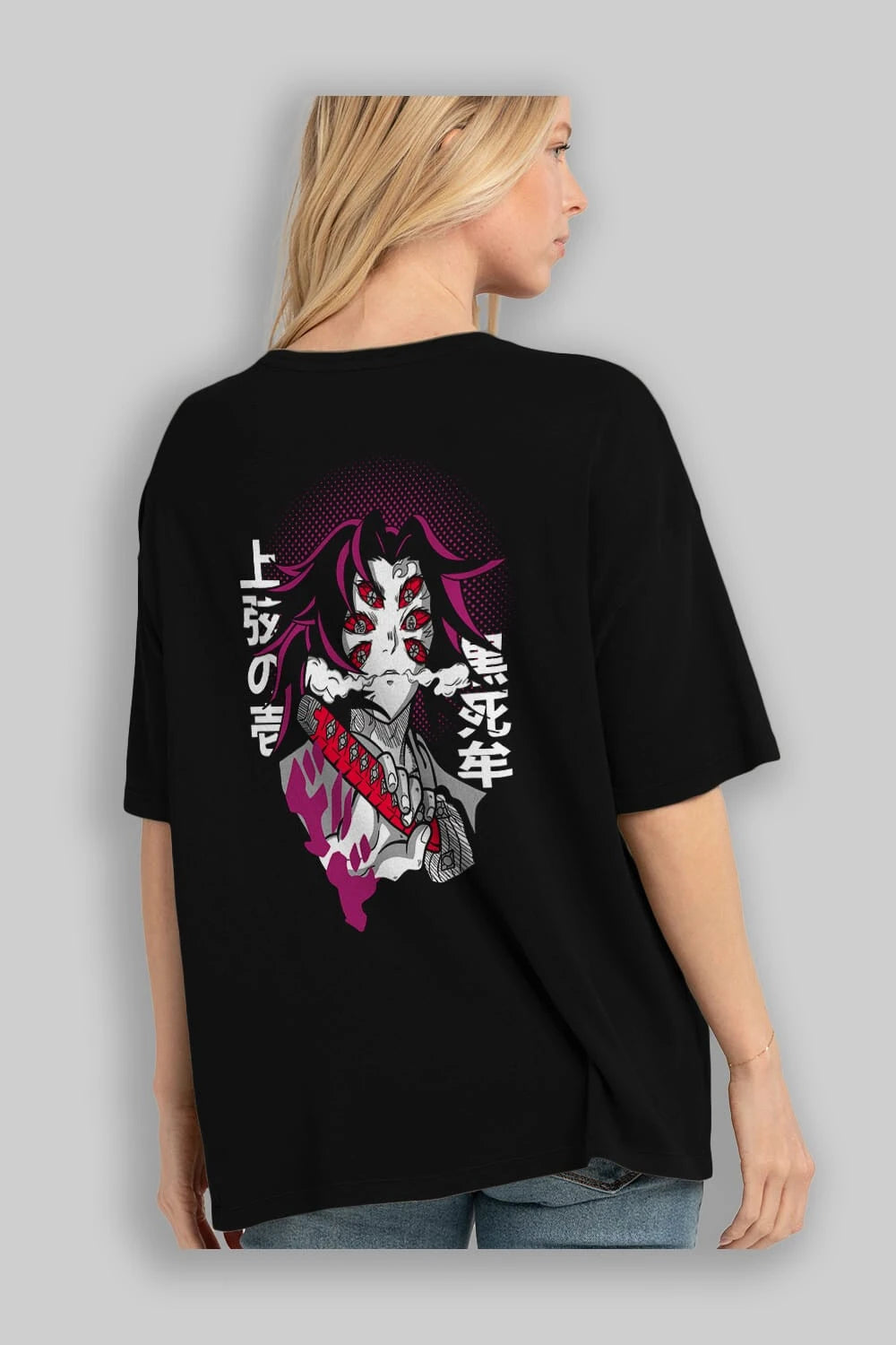 Kokushibo Anime Arka Baskılı Oversize t-shirt Erkek Kadın Unisex