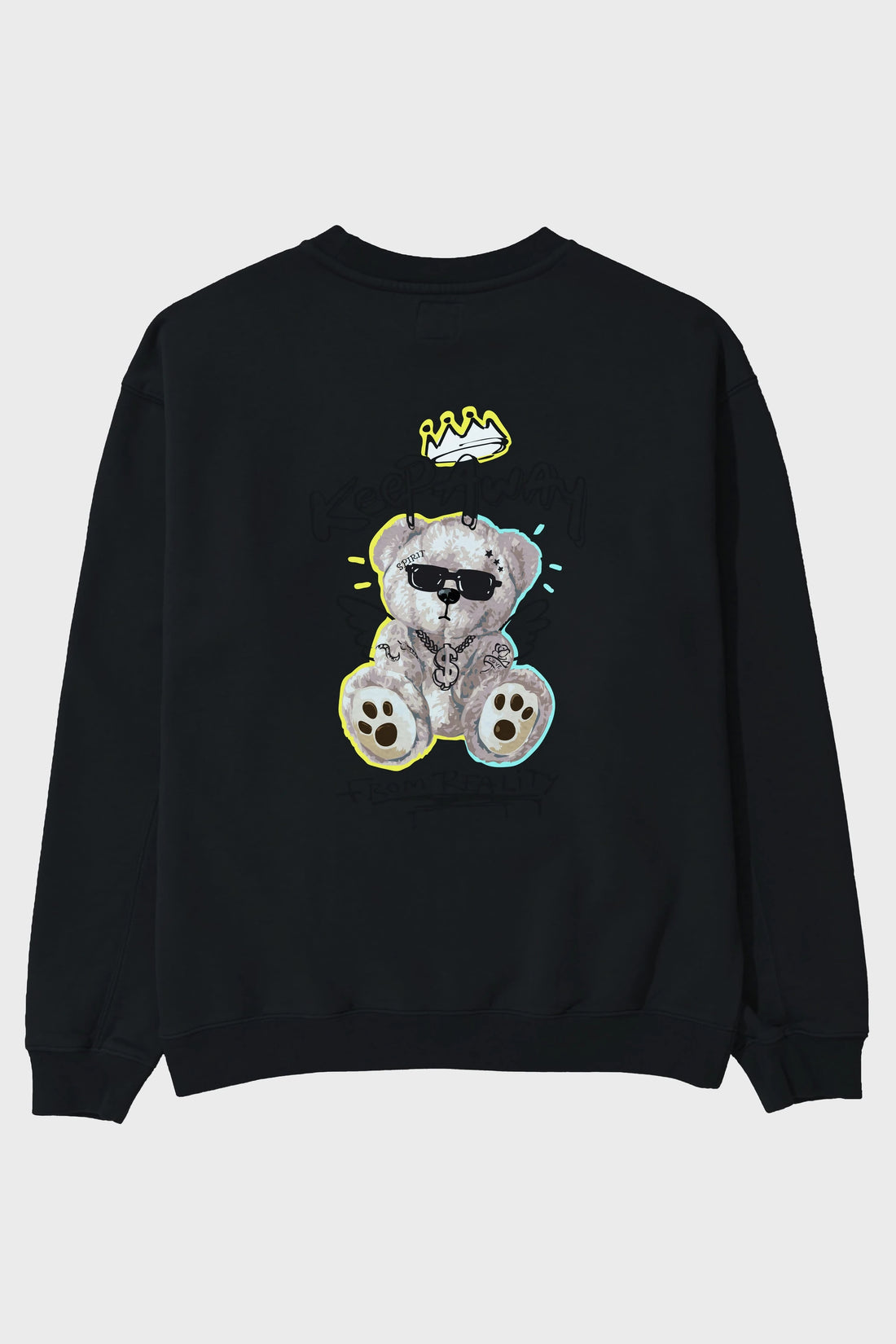 Keep Away Bear 2 Arka Baskılı Oversize Sweatshirt Erkek Kadın Unisex