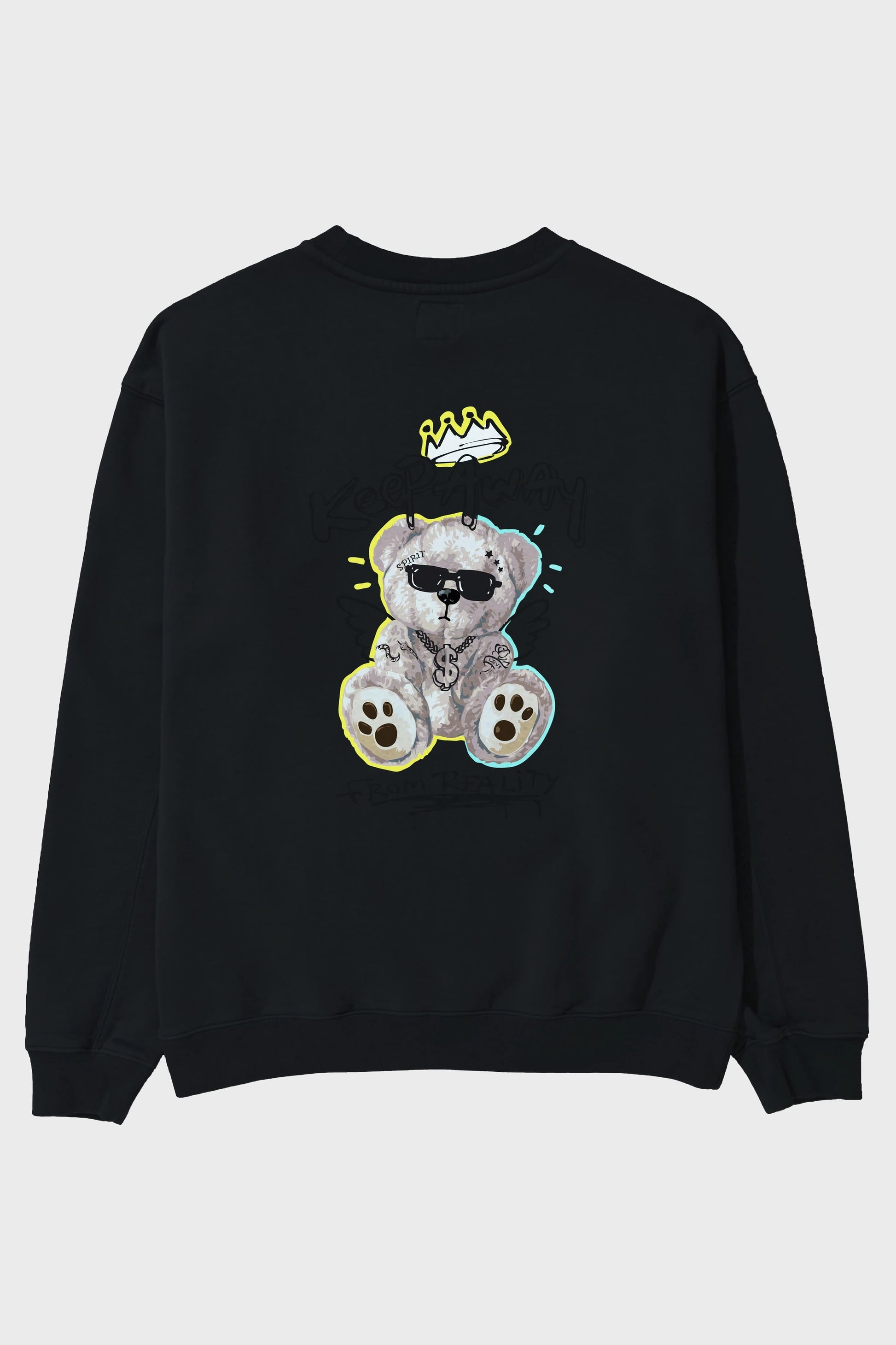 Keep Away Bear 2 Arka Baskılı Oversize Sweatshirt Erkek Kadın Unisex