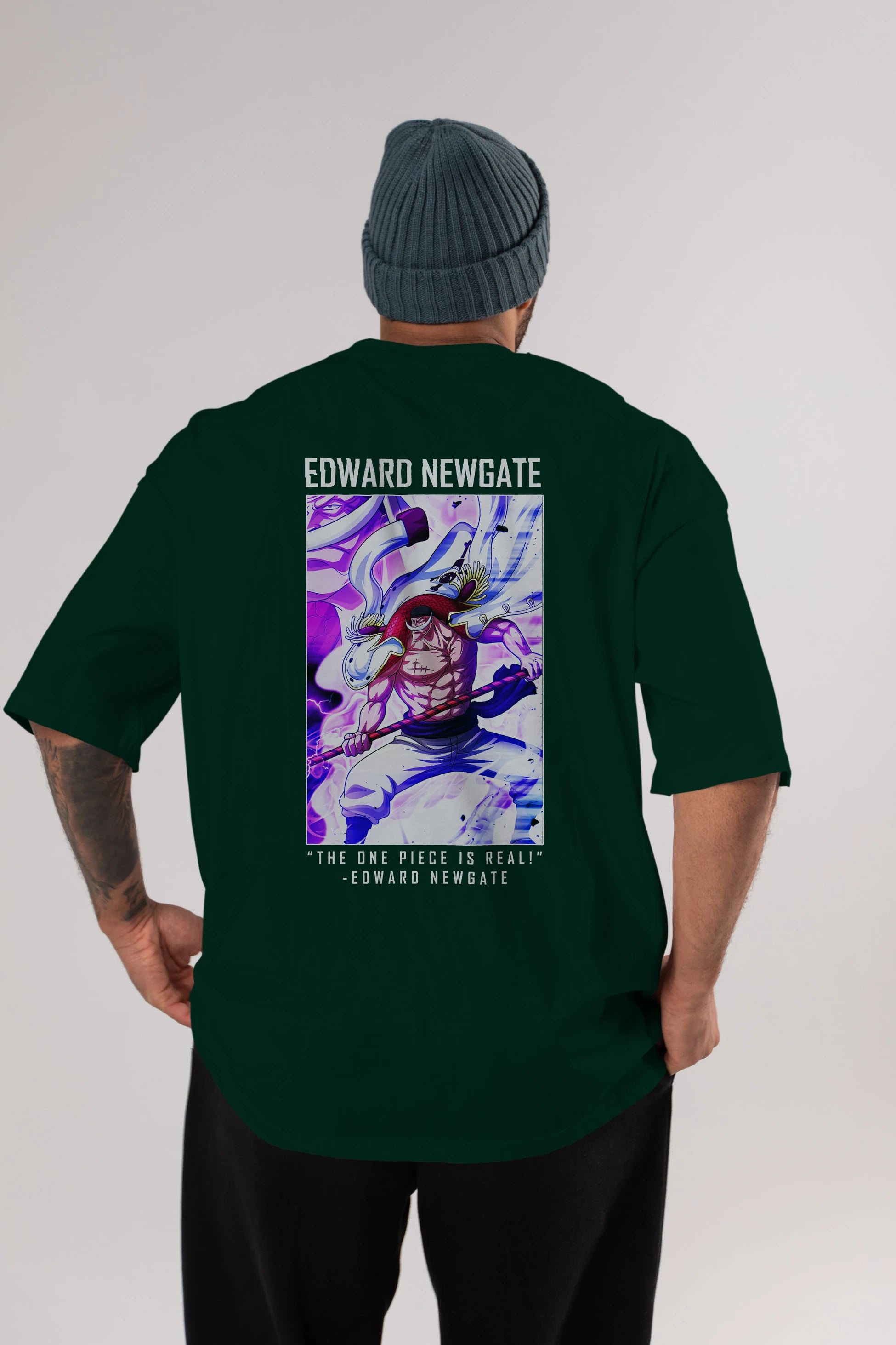 Edward Newgate Anime Arka Baskılı Oversize t-shirt Erkek Kadın Unisex %100 pamuk tişort