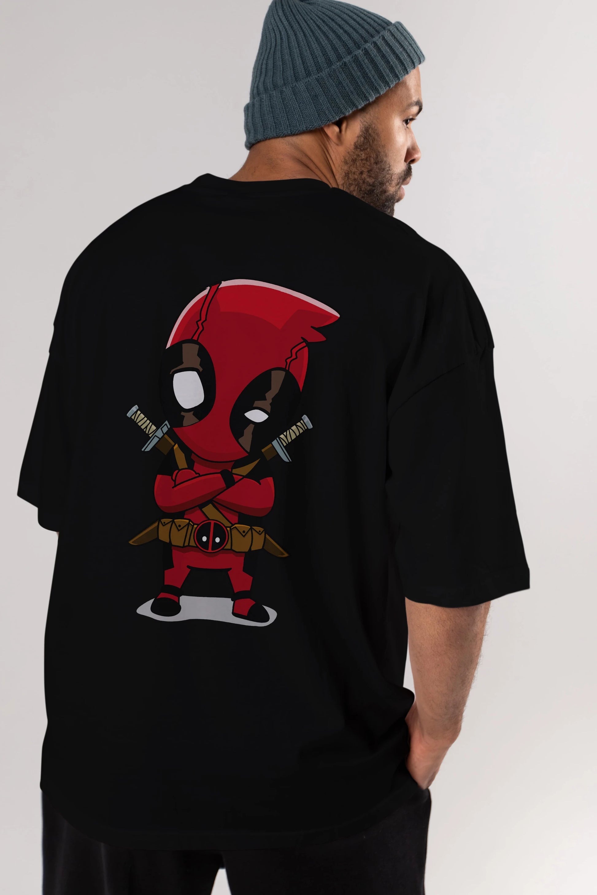 Deadpool (19) Arka Baskılı Oversize t-shirt Erkek Kadın Unisex %100 Pamuk Bisiklet Yaka tişort
