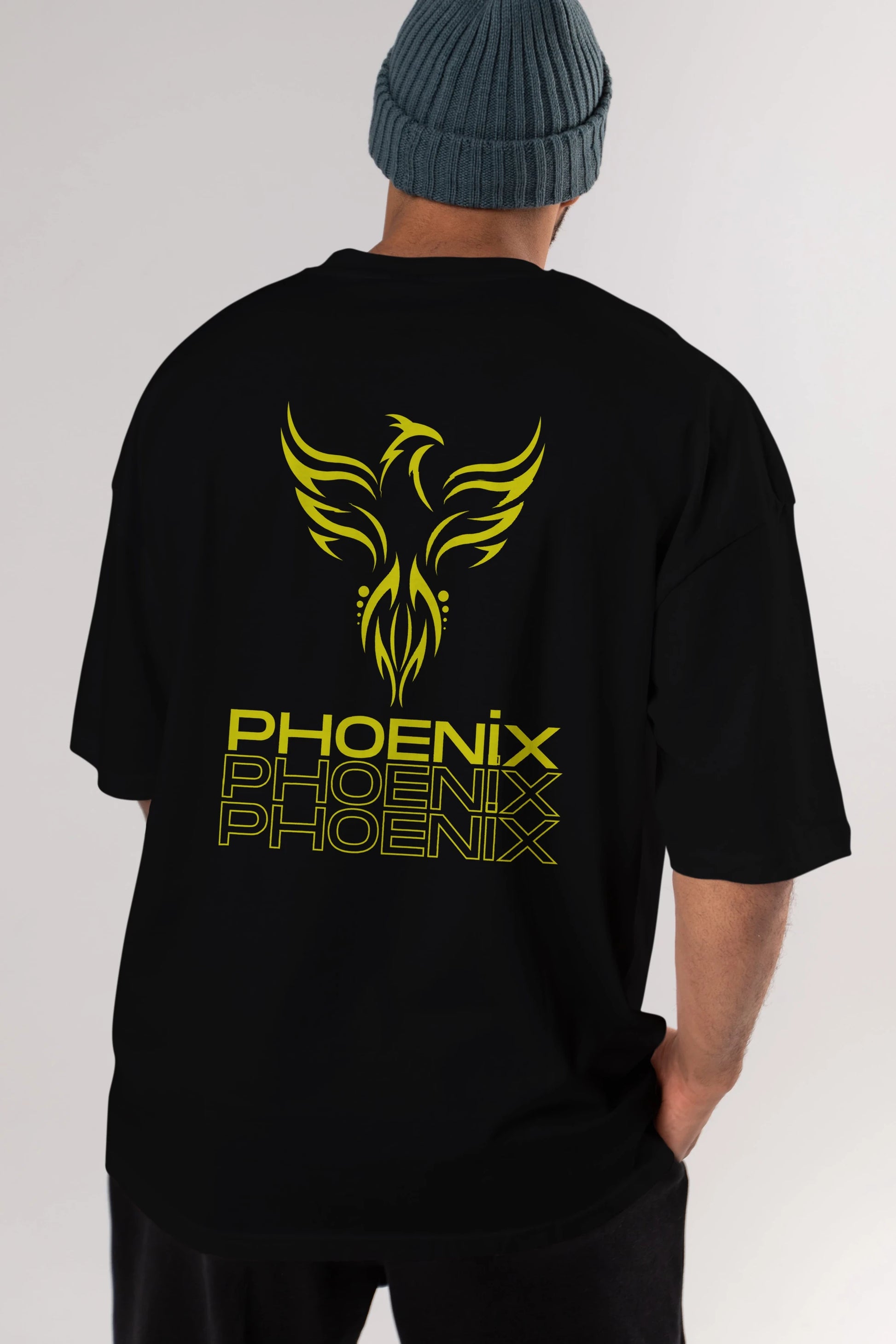 Phoenix Yazılı Arka Baskılı Oversize t-shirt Erkek Kadın Unisex