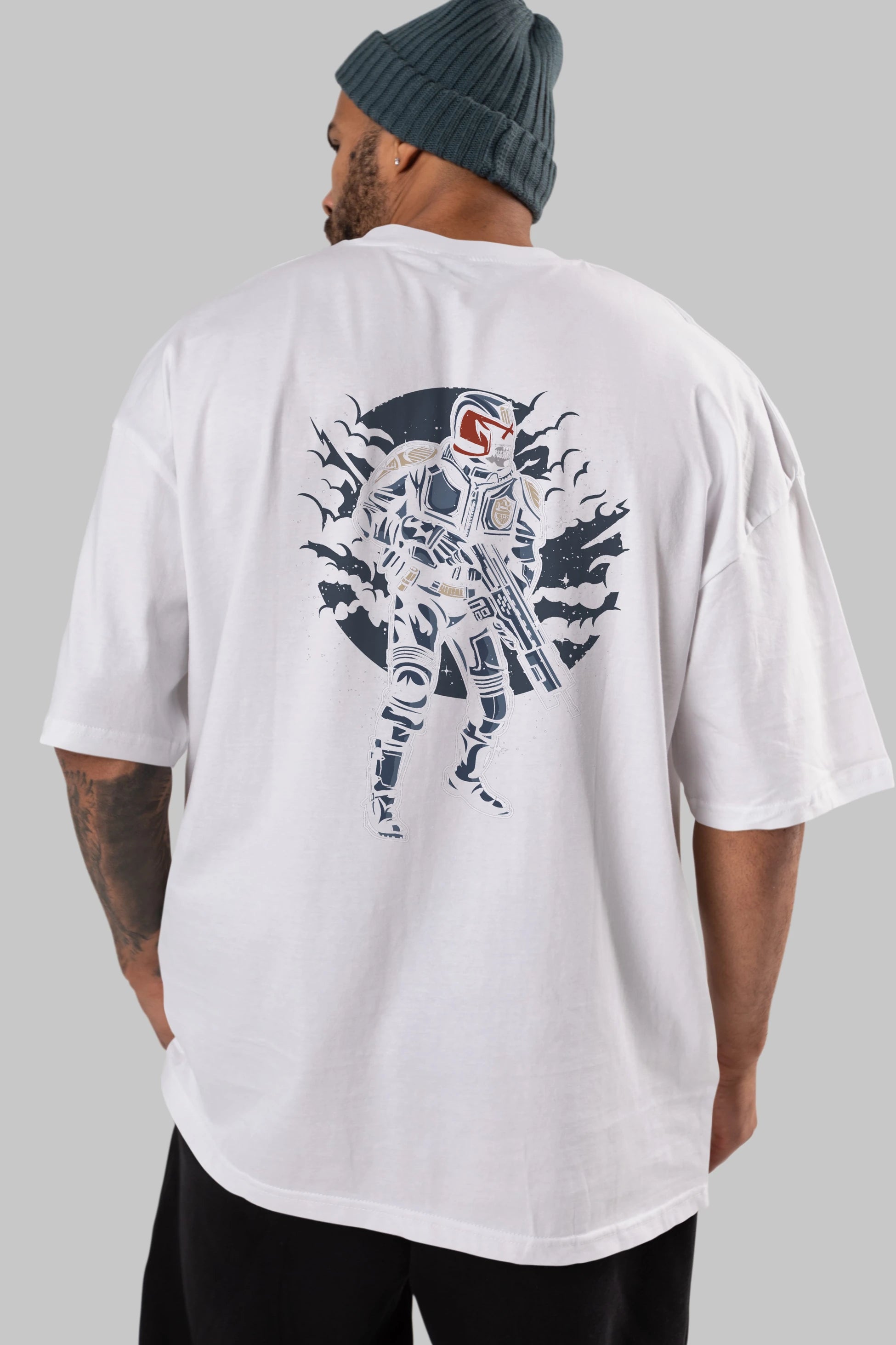 Judge Skull Arka Baskılı Oversize t-shirt Erkek Kadın Unisex %100 Pamuk