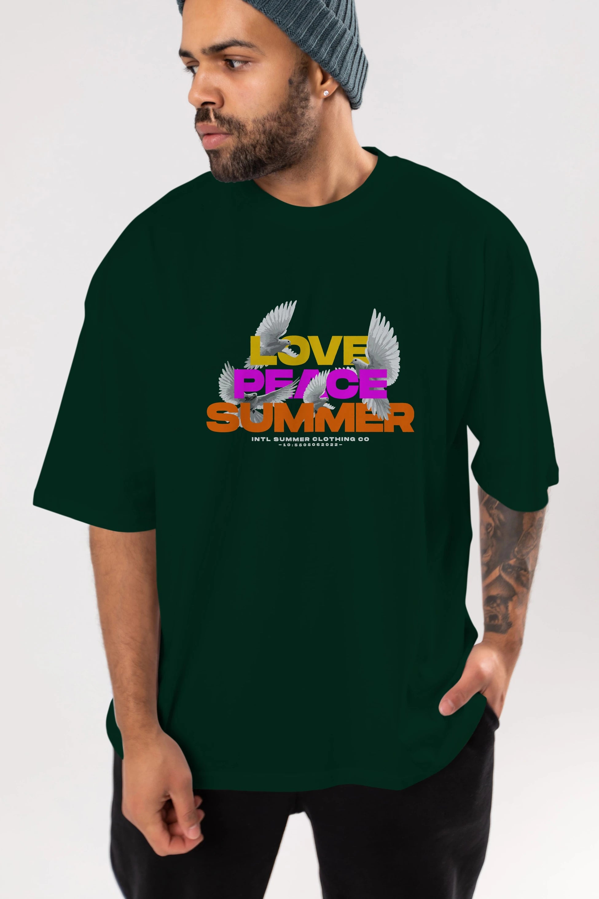 Love Peace Summer Ön Baskılı Oversize t-shirt Erkek Kadın Unisex
