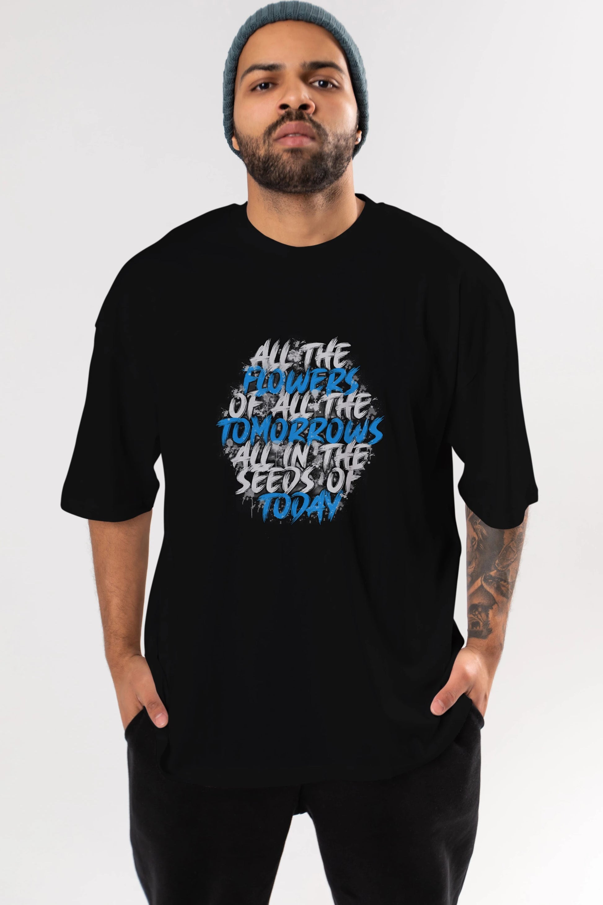 All The Flowers Ön Baskılı Oversize t-shirt Erkek Kadın Unisex
