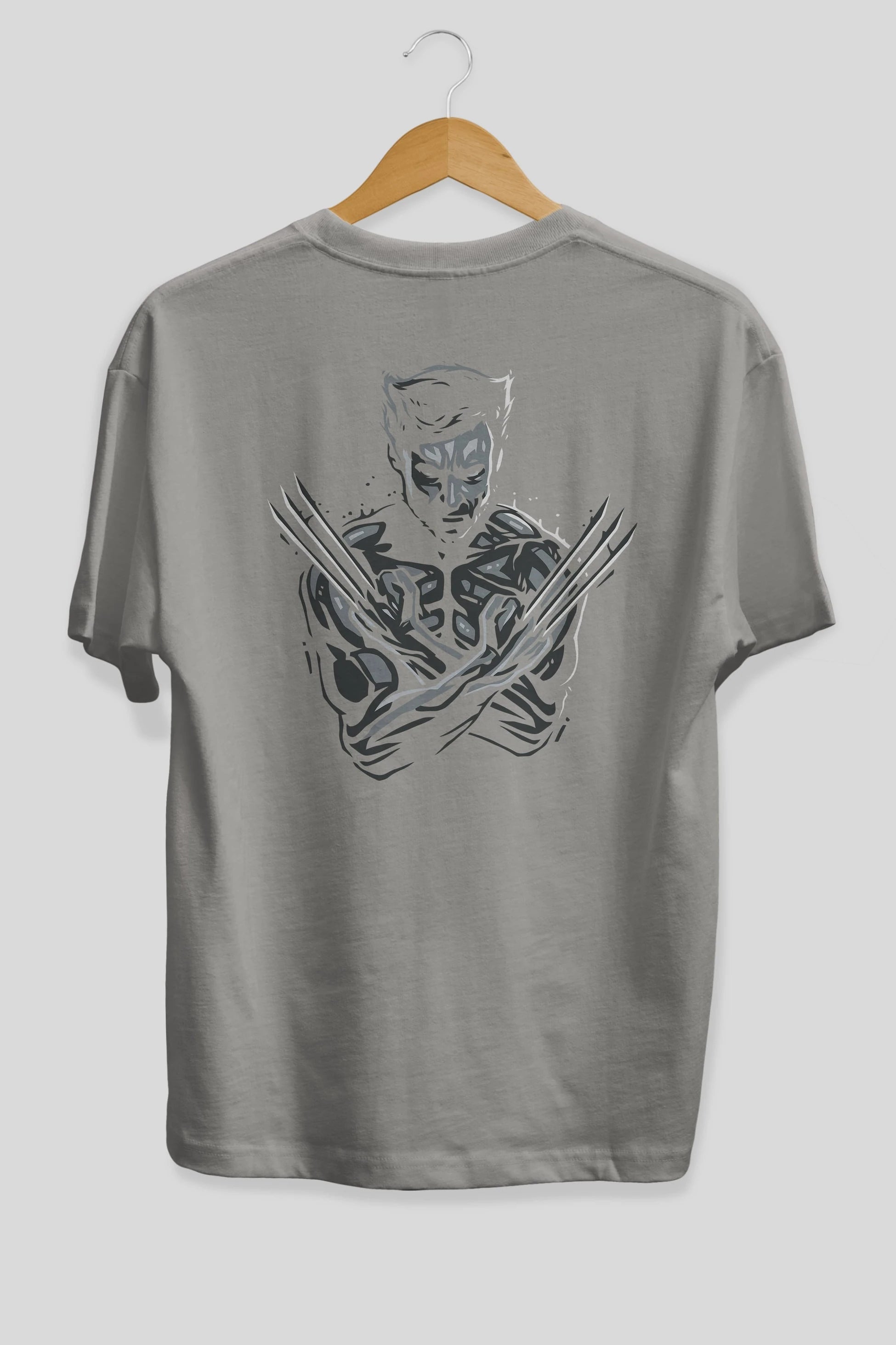 Wolverine Arka Baskılı Oversize t-shirt Erkek Kadın Unisex %100 Pamuk Bisiklet Yaka tişort