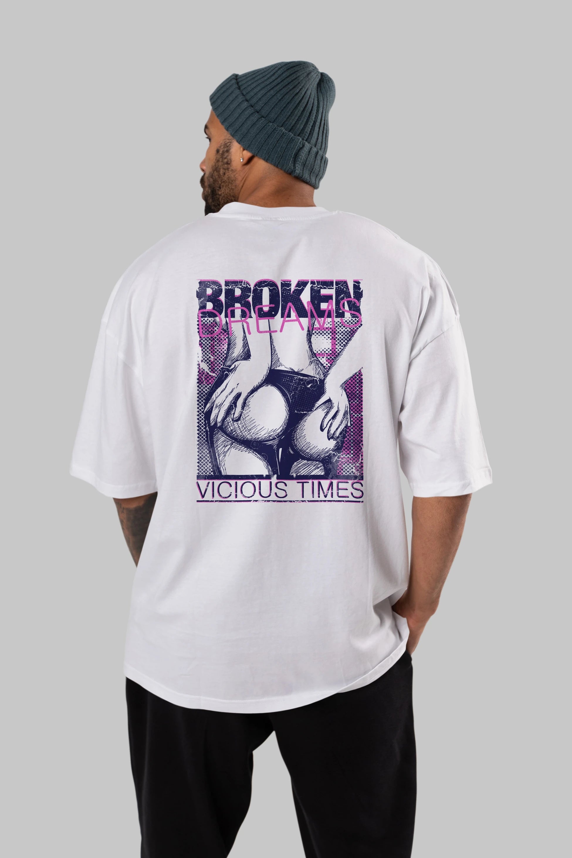 Broken Dreams Arka Baskılı Oversize t-shirt Erkek Kadın Unisex