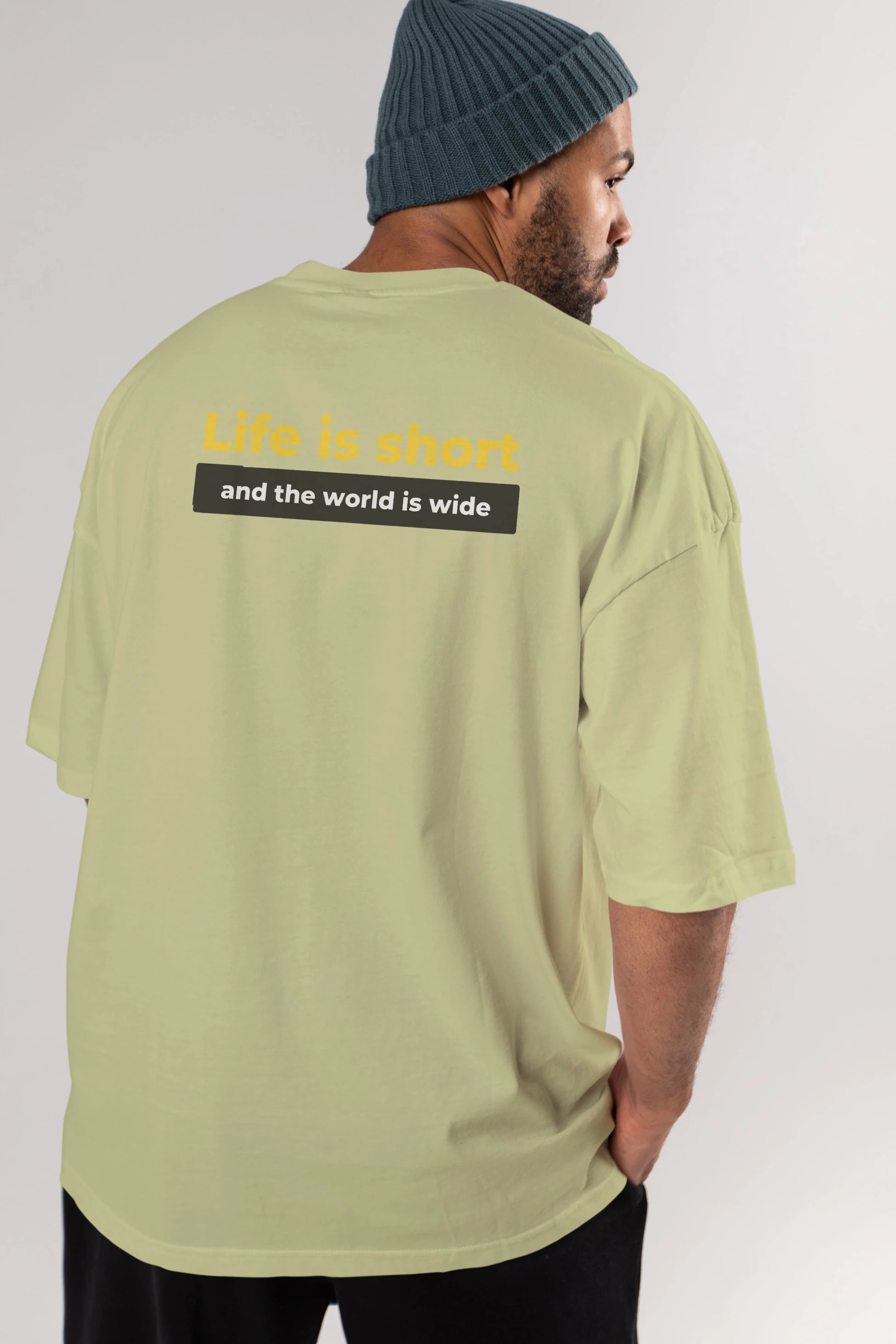 Life is Short Yazılı Arka Baskılı Oversize t-shirt Erkek Kadın Unisex