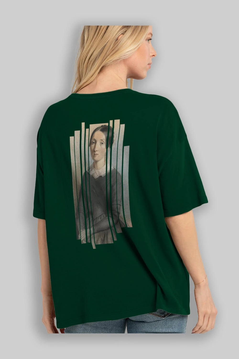 Retro Portre Arka Baskılı Oversize t-shirt Erkek Kadın Unisex