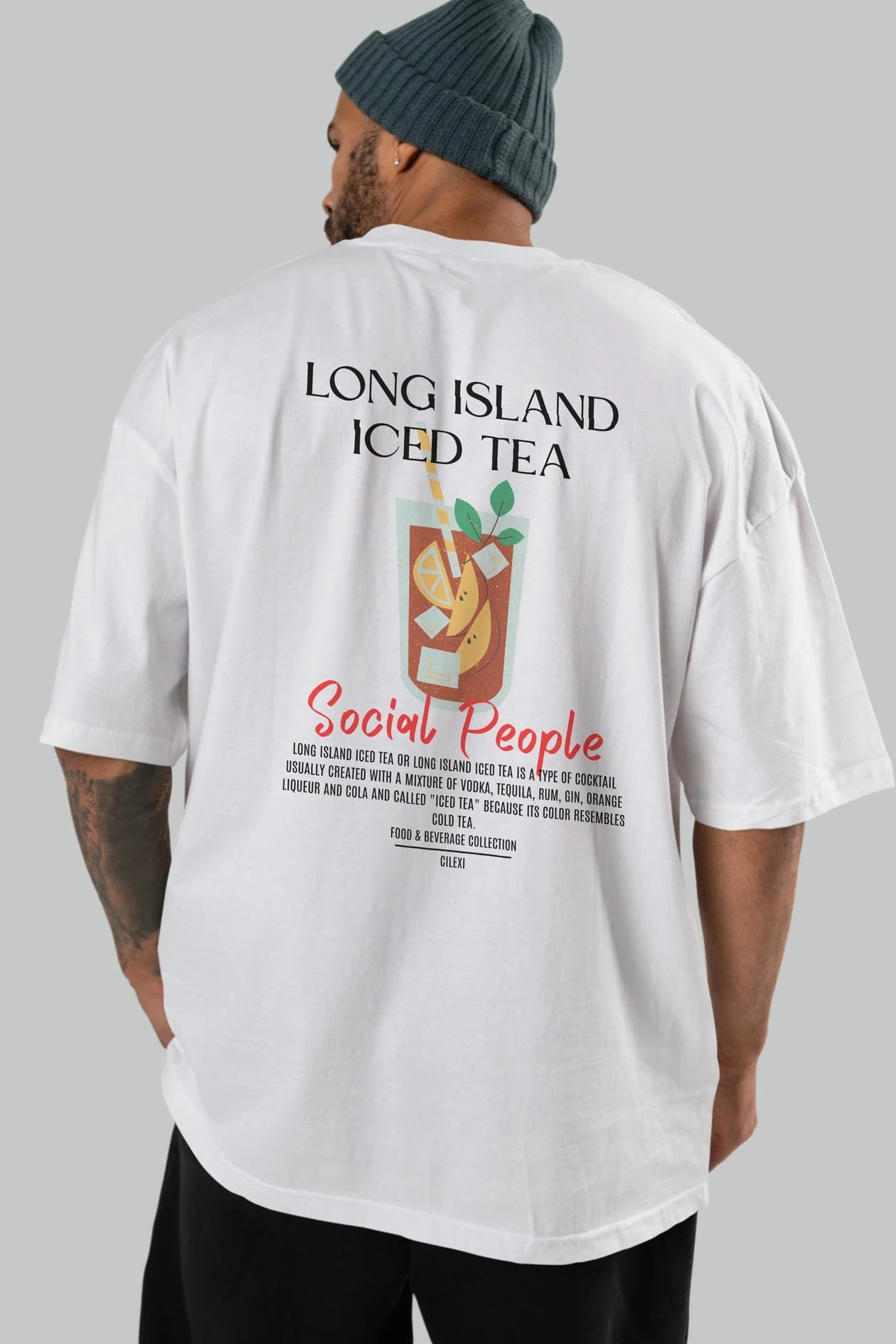 Long Island ıced tea Kokteyl Serisi Baskılı Oversize t-shirt Erkek Kadın Unisex %100 Pamuk Bisiklet Yaka tişort