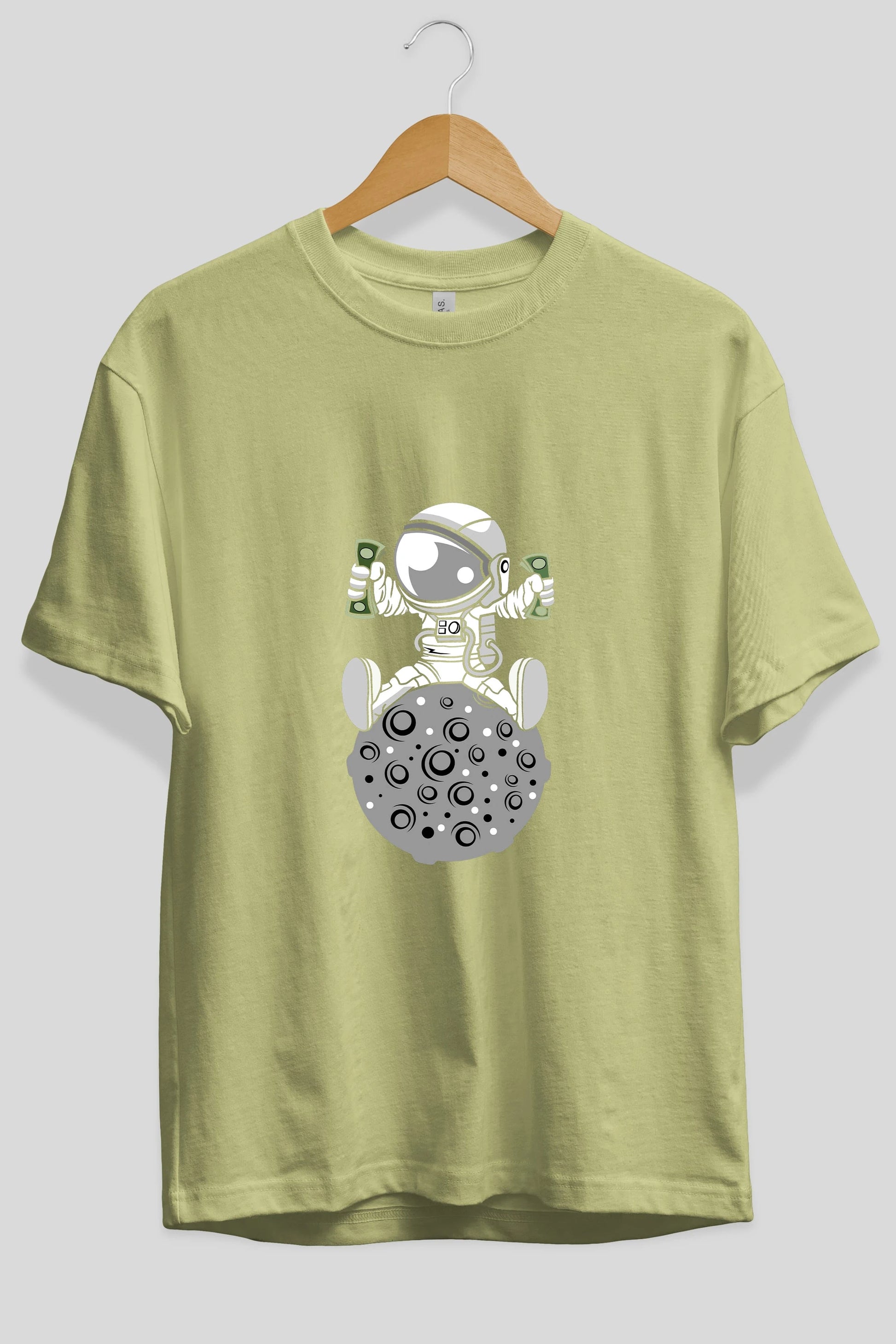 Astronaut Dollar Ön Baskılı Oversize t-shirt Erkek Kadın Unisex %100 Pamuk tişort