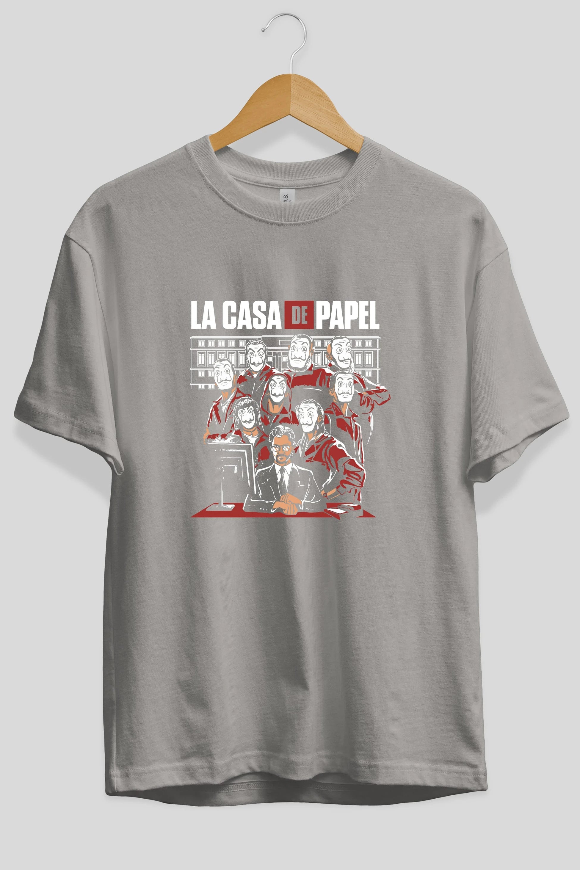 La Casa De Papel (5) Ön Baskılı Oversize t-shirt Erkek Kadın Unisex %100 Pamuk Bisiklet Yaka tişort