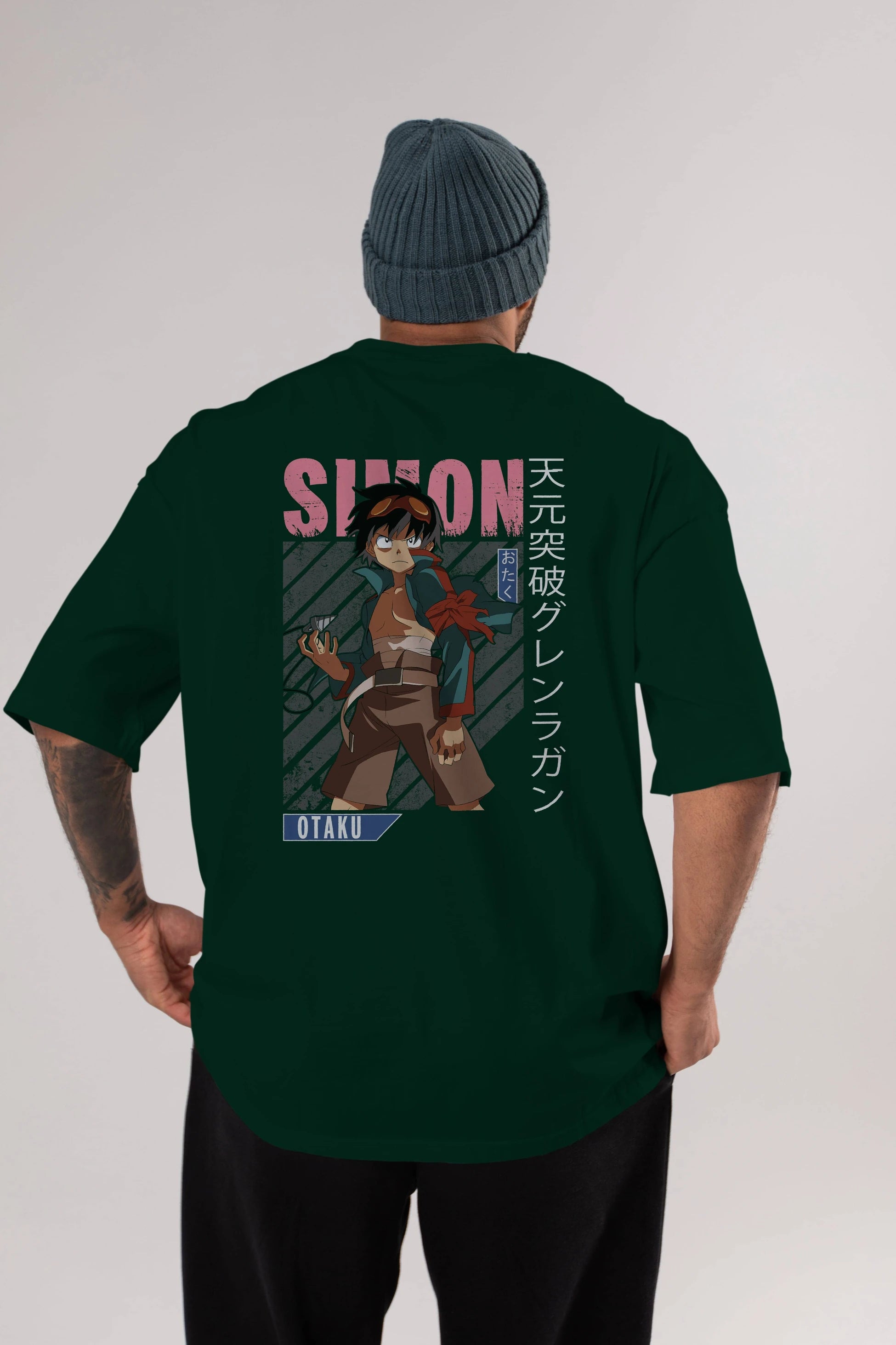 Simon 5 Anime Arka Baskılı Oversize t-shirt Erkek Kadın Unisex