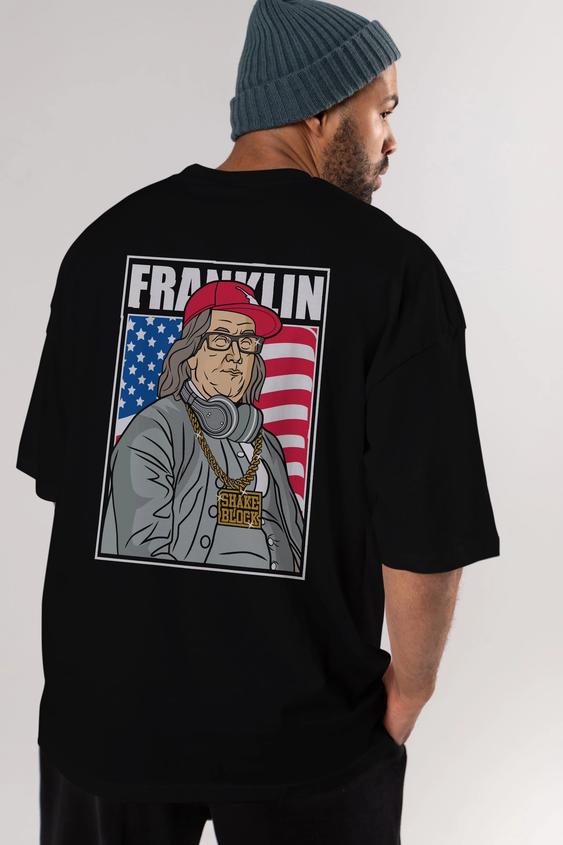 Franklin Rapper Arka Baskılı Oversize t-shirt Erkek Kadın Unisex %100 Pamuk tişort