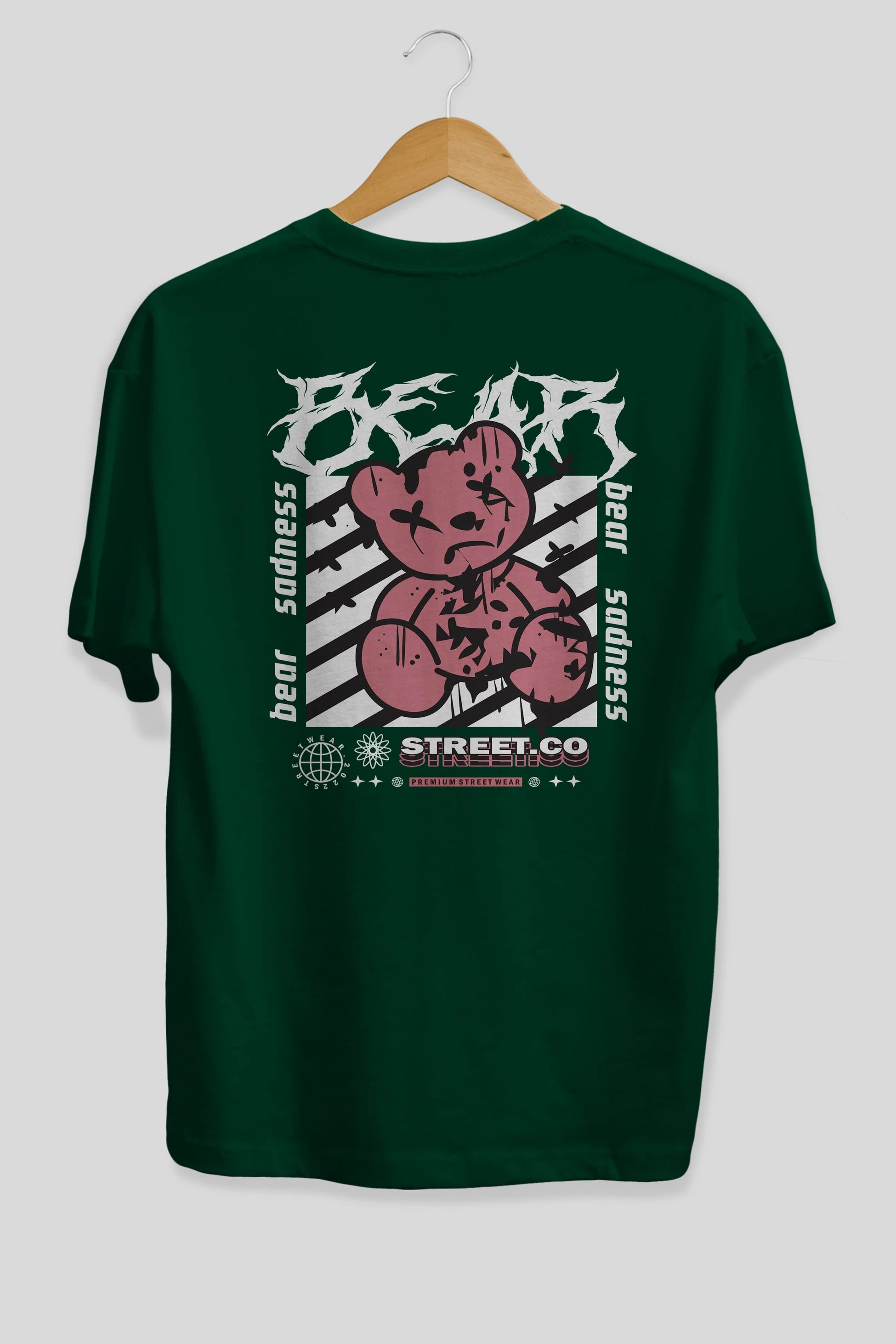 Bear Sadness Arka Baskılı Oversize t-shirt Erkek Kadın Unisex