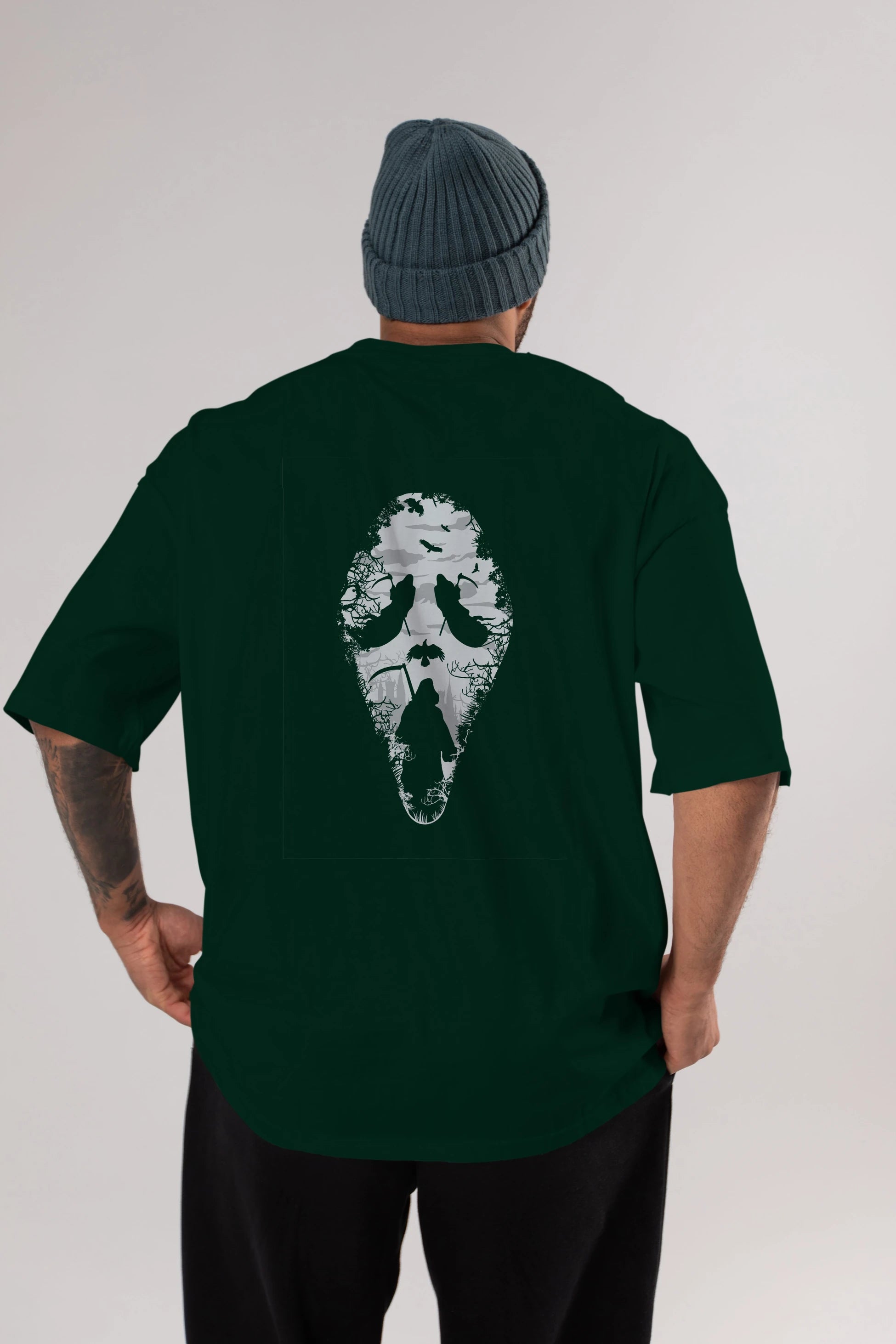 Reaper Scream Arka Baskılı Oversize t-shirt %100 pamuk Erkek Kadın Unisex