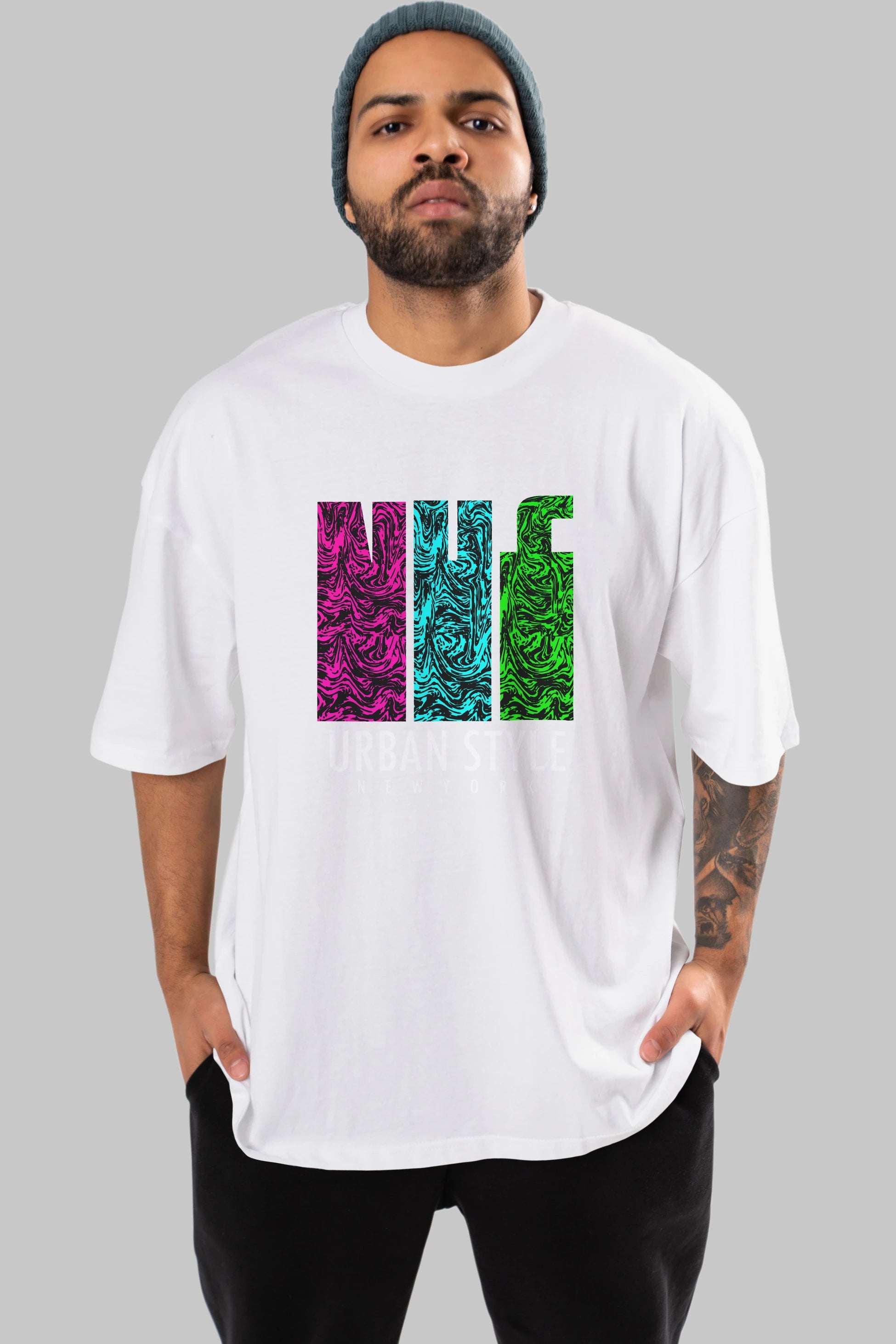Urban Style Newyork Ön Baskılı Oversize t-shirt Erkek Kadın Unisex