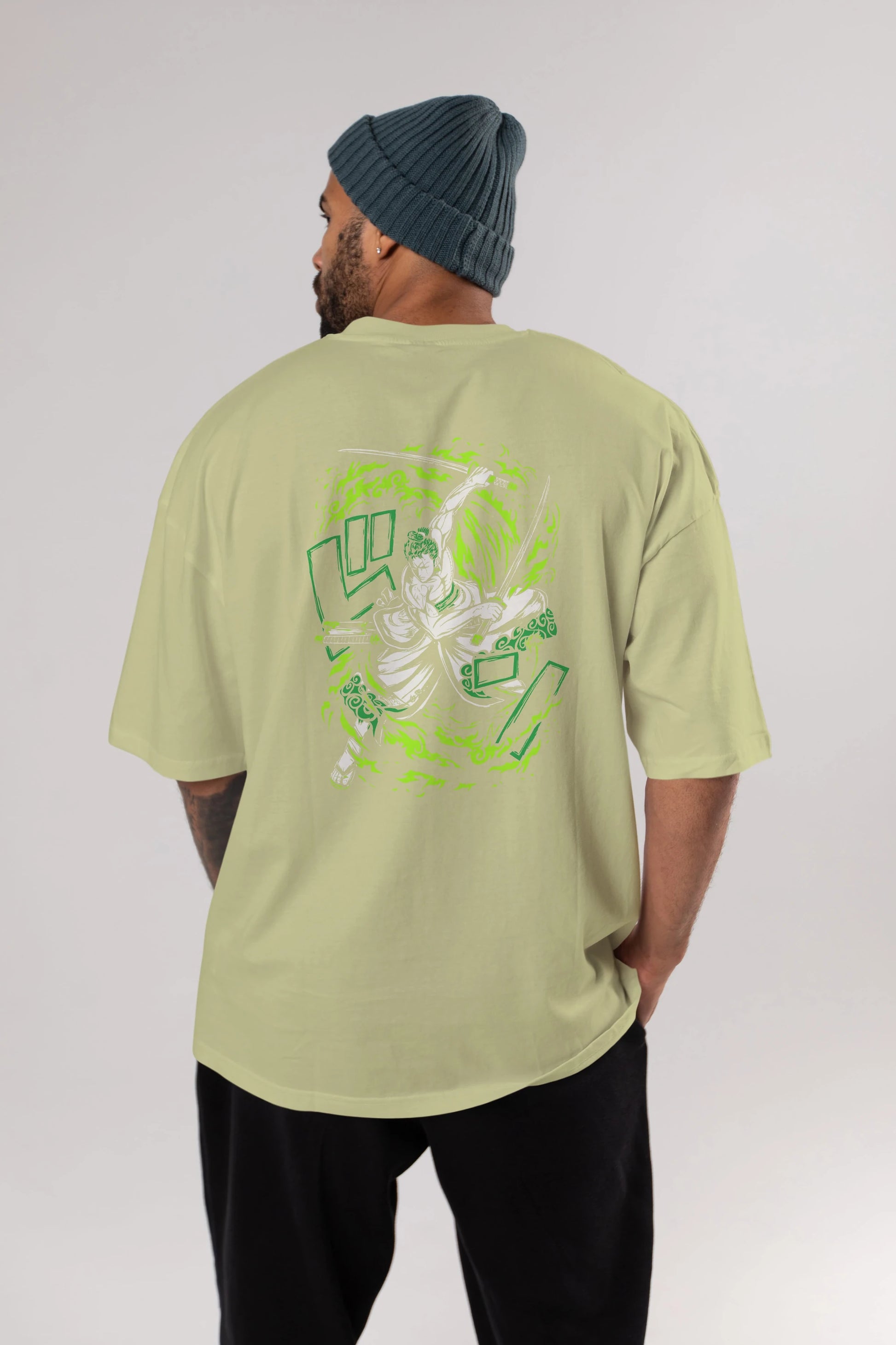 ZORO-ONE PIECE (2) Anime Arka Baskılı Oversize t-shirt Erkek Kadın Unisex