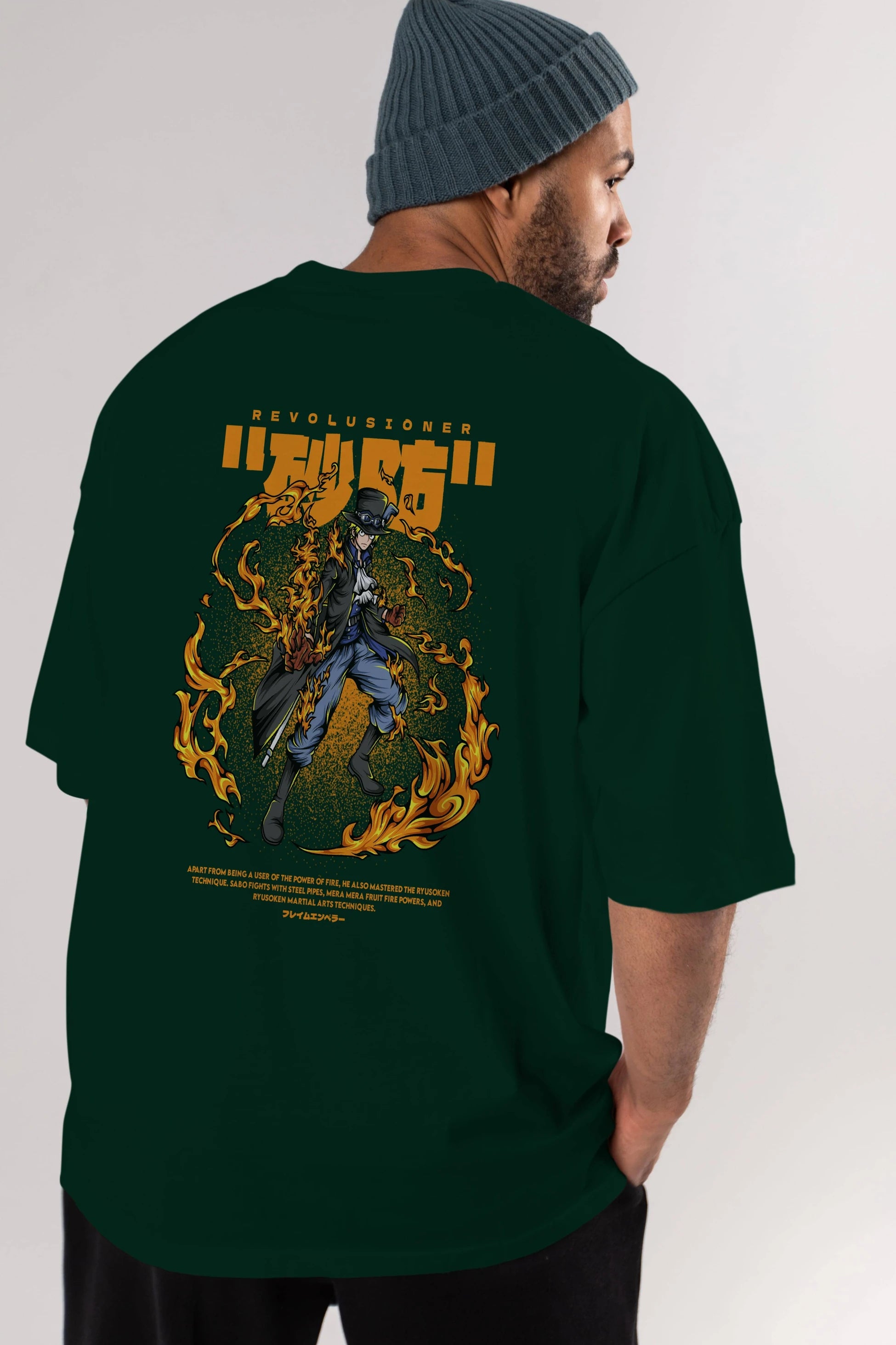 Revolusioner Sabo Anime Arka Baskılı Oversize t-shirt Erkek Kadın Unisex
