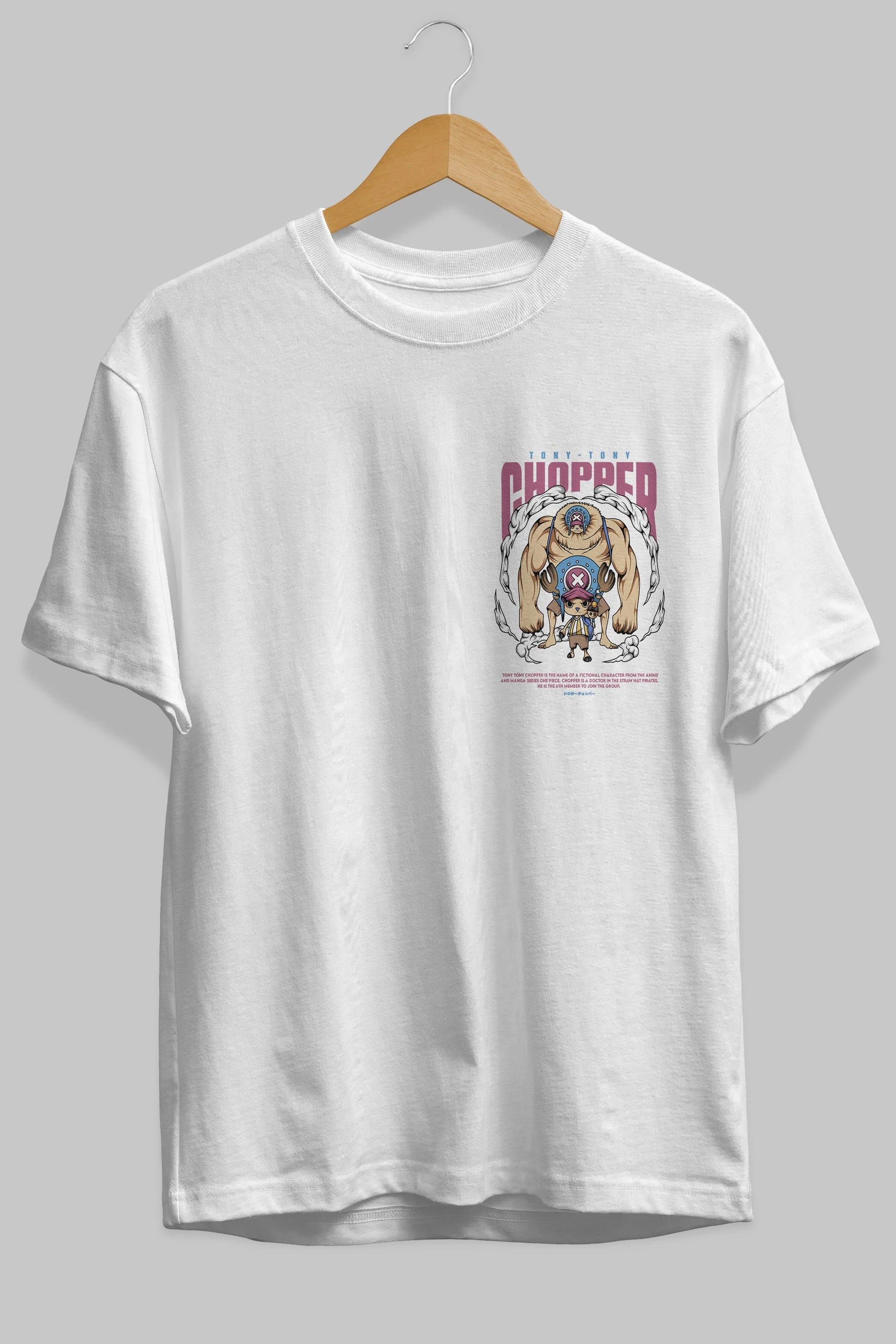 Tony Tony Chopper Ön Sol Baskılı Oversize t-shirt Erkek Kadın Unisex %100 Pamuk Bisiklet Yaka tişort